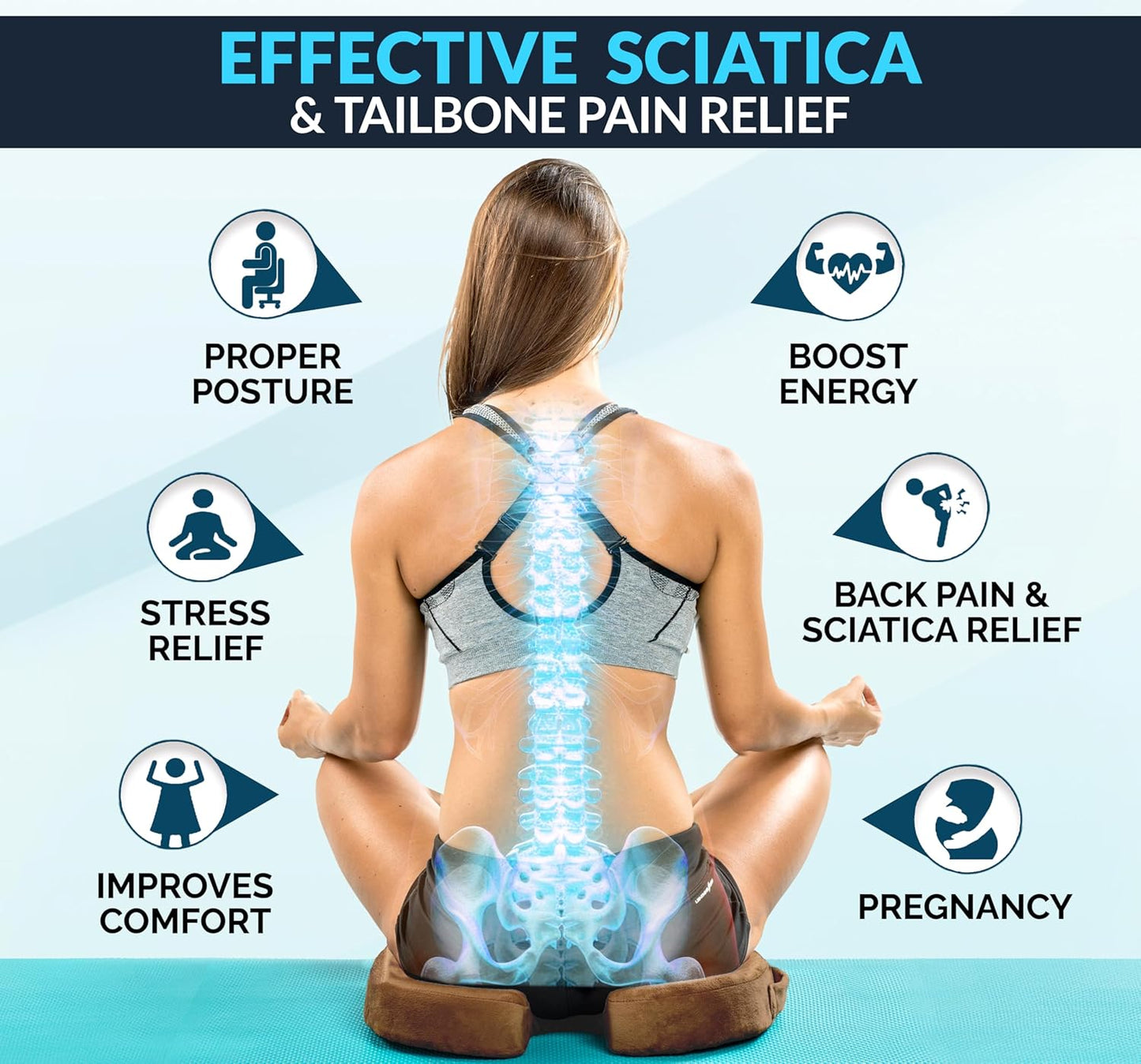 ComfiLife Premium Gel & Memory Foam Seat Cushion – Doctor Recommended Office Chair Cushion, Car Seat Cushion – Chair Cushions for Back & Sciatica Pain Relief – Seat Cushions for Office & Desk (Brown)