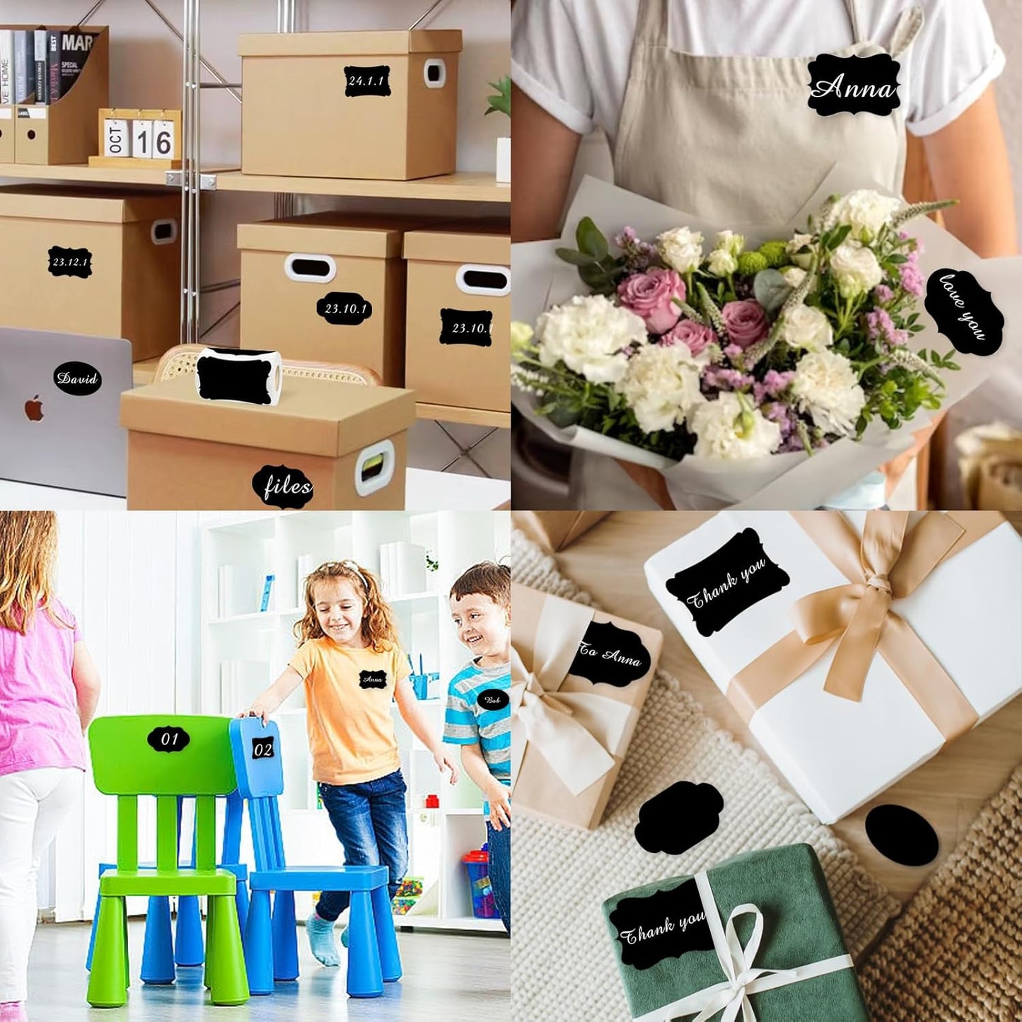 Starboling Chalkboard Labels,200 Pcs 3x2inch Irregular Labels Chalk Stickers with White Chalk Marker,Reusable Waterproof Blackboard Stickers,for Jars,Bottles,Storage Bins