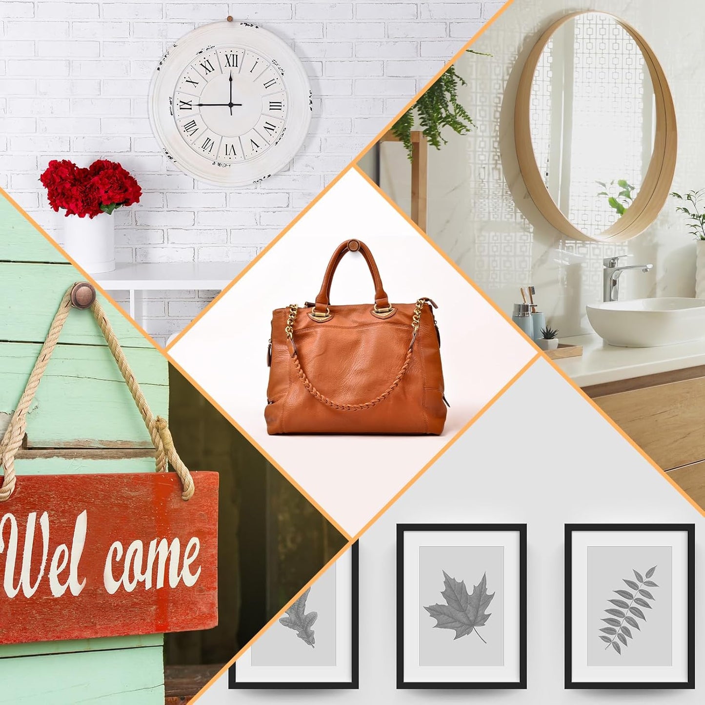 Ferraycle 40 Piece Double Headed Picture Hangers Nails 4 Size Long Thumb Tacks for Wall Hanging Decorative Nails Push Pins Picture Hooks for Drywall Photo Decor, 10/20/ 30/ 50lb(Red Antique)