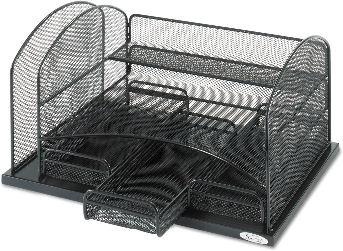 Safco Products 3252BL Onyx Mesh Desktop Organizer with 3 Drawers, Black 16" x 11.4" x 8"