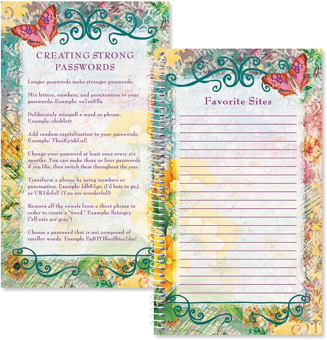 Current Joy Hall Password & PIN Keeper Book, 94 Pages, 5” x 8.5” Size Spiral Bound, Soft Cover Internet Organizer for Offline Website, Login, & Username Storage