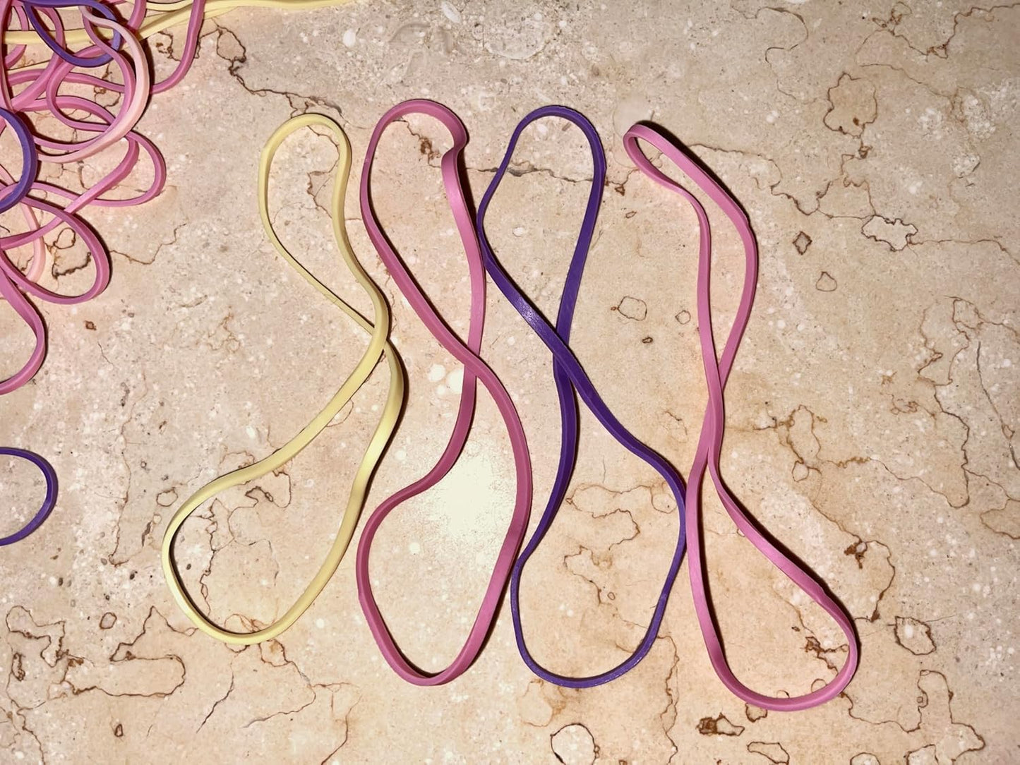 Rubber Bands, Size 117(7" x 1/8''), Latex Free Colored Rubber Bands, Elastic Bands Office Supplies, Stretchable Rubber Band for Files Bank Paper Bills Money, Home use, Macaron color, 50g Bag