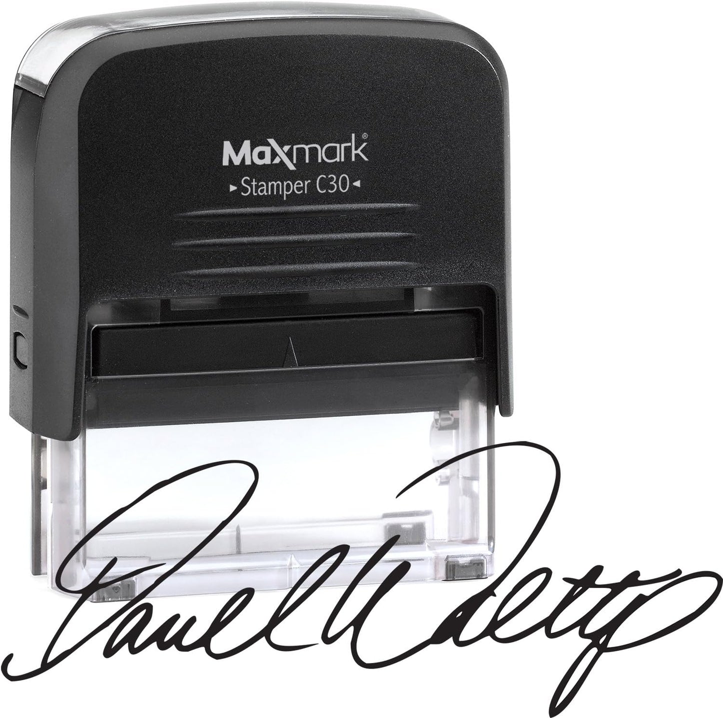 MaxMark Medium Custom Signature Stamp - Self-Inking, Black Ink, Rectangular Shape, Customize with Your Signature