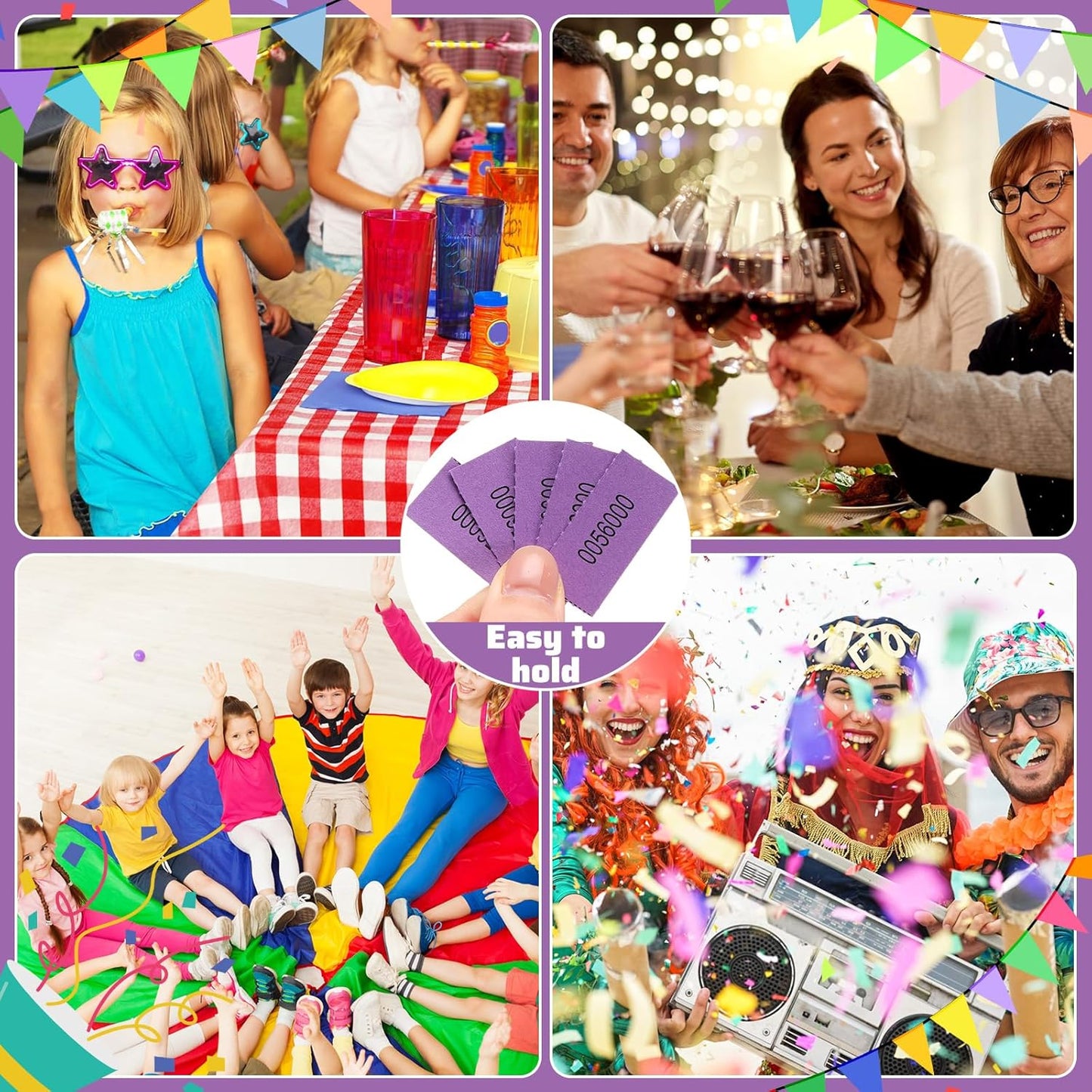 Kosiz 1000 Sheet 5 Bid Raffle Tickets Chinese Auction Tickets Sheets Auction Fundraiser Ticket Numbered with Name and Phone Number Per Sheet Raffle Tags for Silent Bidding (Deep Purple)