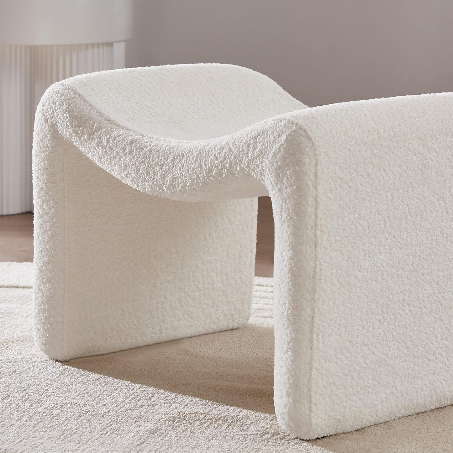 Large Footstool Ottoman, Multi-Functional Modern Foot Stool, Sofa Footrest Extra Seating for Living Room, Entryway, Hallways and Bedrooms, Large, White