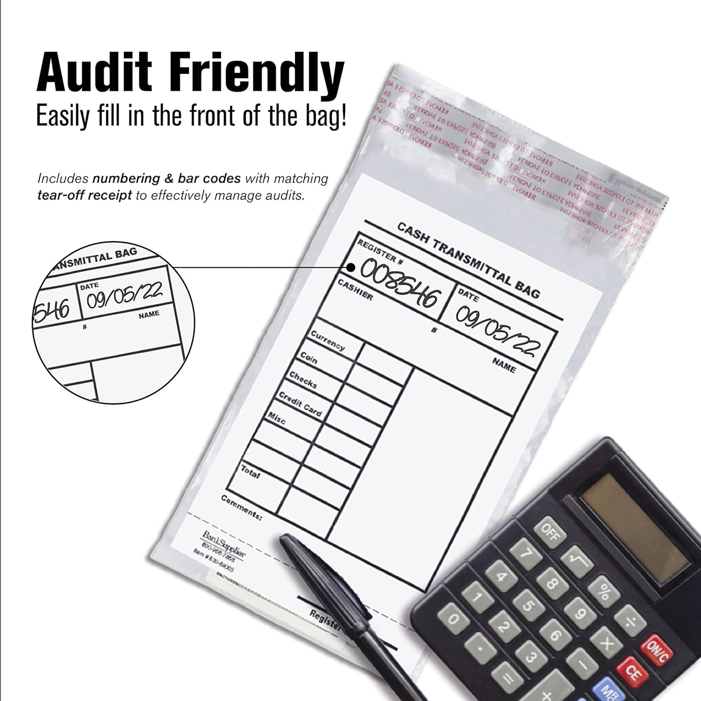 BankSupplies Cash Transmittal Bags | Tamper Evident | 6W x 9H | Case of 100 | Clear Polyurethane Film & Side Weld Seams | Audit Friendly | For Currency, Coin, Checks & Receipts