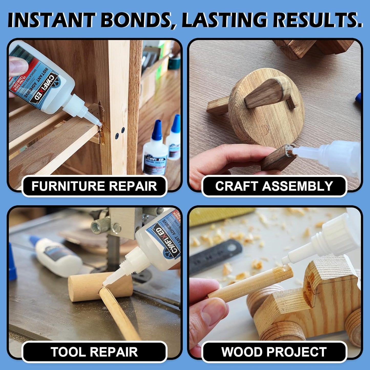 Professional Grade Cyanoacrylate Super Glue, Ultra Thick Viscosity CA Glue for Woodworking, 1 oz. (28.3 Grams) - Instant Adhesive for Woodworking, Gap Filling, Heavy Duty Wood Bonding