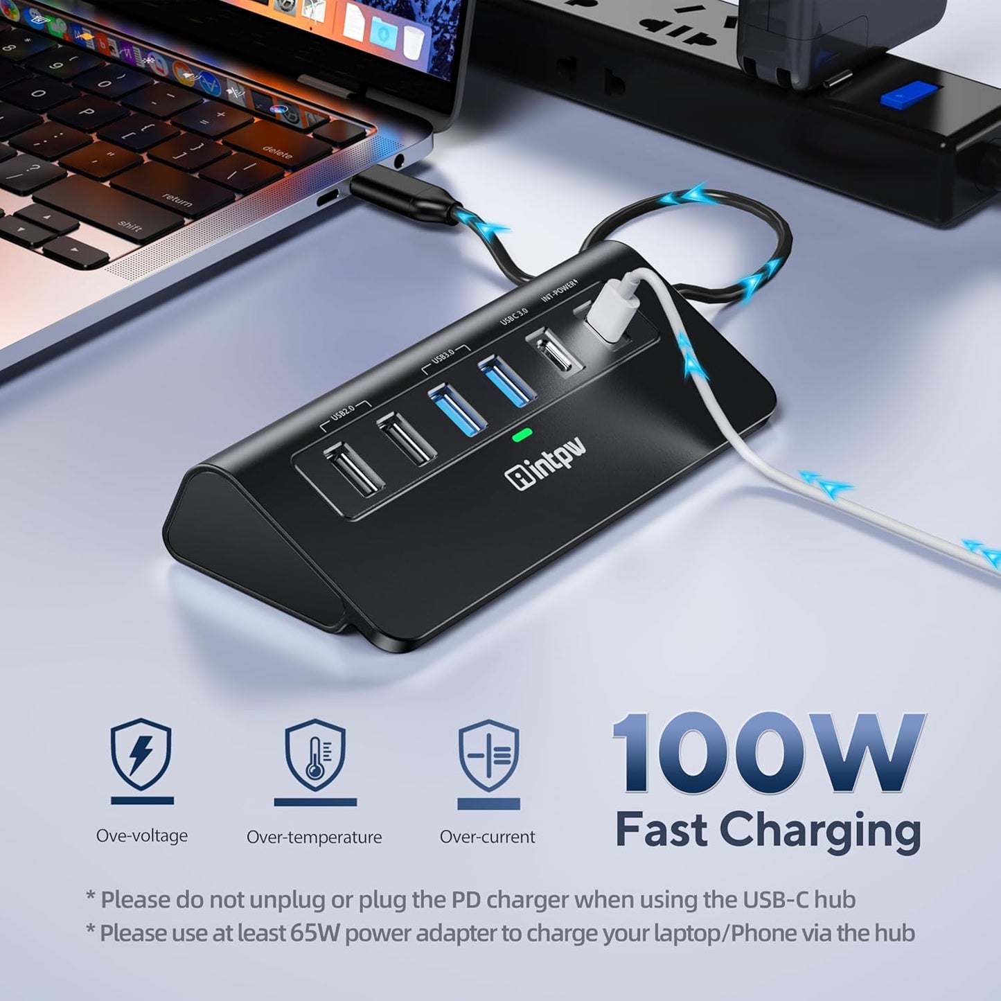 USB C Hub, INTPW 9-in-1 USB C to HDMI Adapter with 4K HDMI, PD 100W, USB-C and 2 USB A 3.0 5Gbps, 2 USB A 2.0, SD/TF Slots for MacBook Pro/Air, iPad Pro, iPhone 15/16 Series and Other Type C Devices