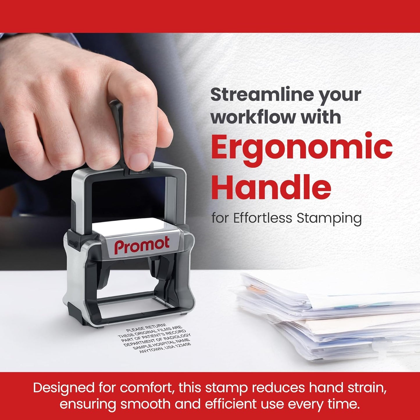 Promot Medium Professional Stainless Steel Stainless Steel Self Inking 6 Lines Custom Stamp - Personalized Office Stamp