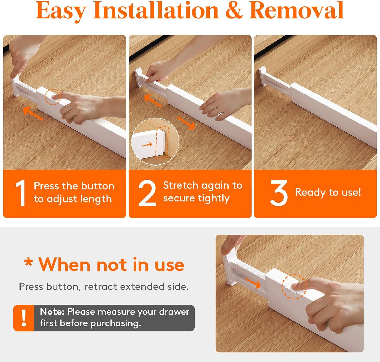 Lifewit 5 Pack Kitchen Drawer Dividers 2.36" High, 16"-22" Adjustable Drawer Organizer for Utensils/Clothes/Makeup, Plastic Expandable Separators in Dresser/Bedroom/Bathroom/Office Storage