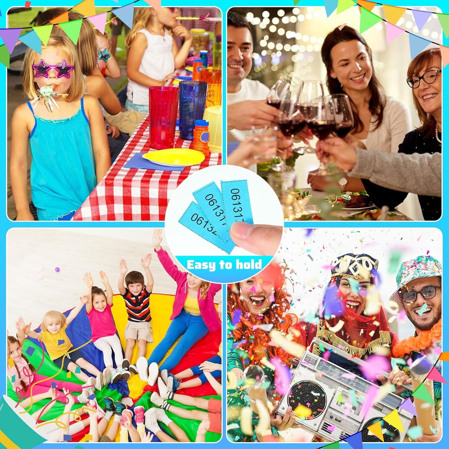 Kosiz 1000 Sheet 20 Bid Raffle Tickets Chinese Auction Tickets Sheets Auction Fundraiser Ticket Numbered with Name and Phone Number Per Sheet Raffle Tags for Silent Bidding (Lake Blue)