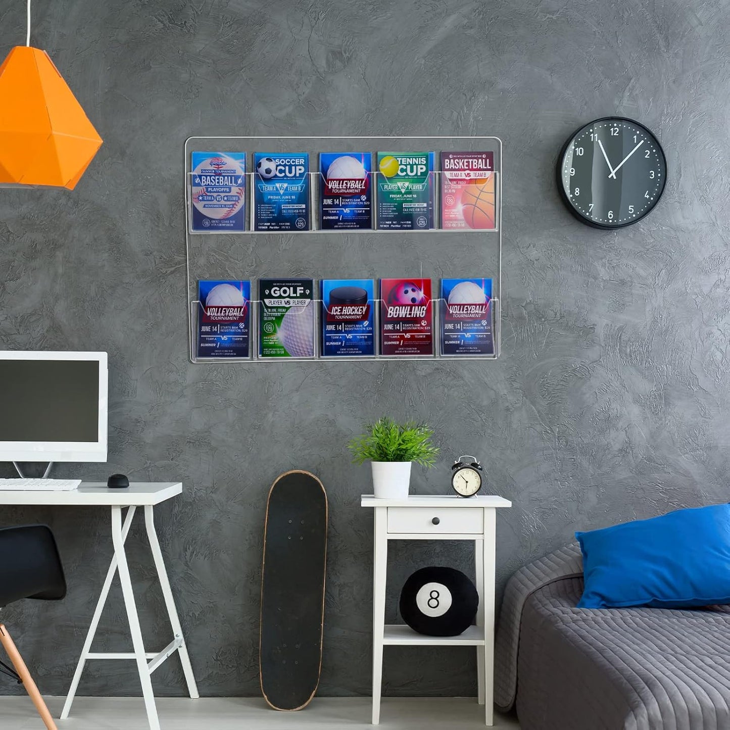 Eersida 2 Pack Acrylic Brochure Pamphlet Holder Wall Mount Clear Brochure Display Holder Plastic Trifold Flyer Rack Literature Storage Rack for Offices Waiting Room (10 Pockets, 15 x 21 Inch)