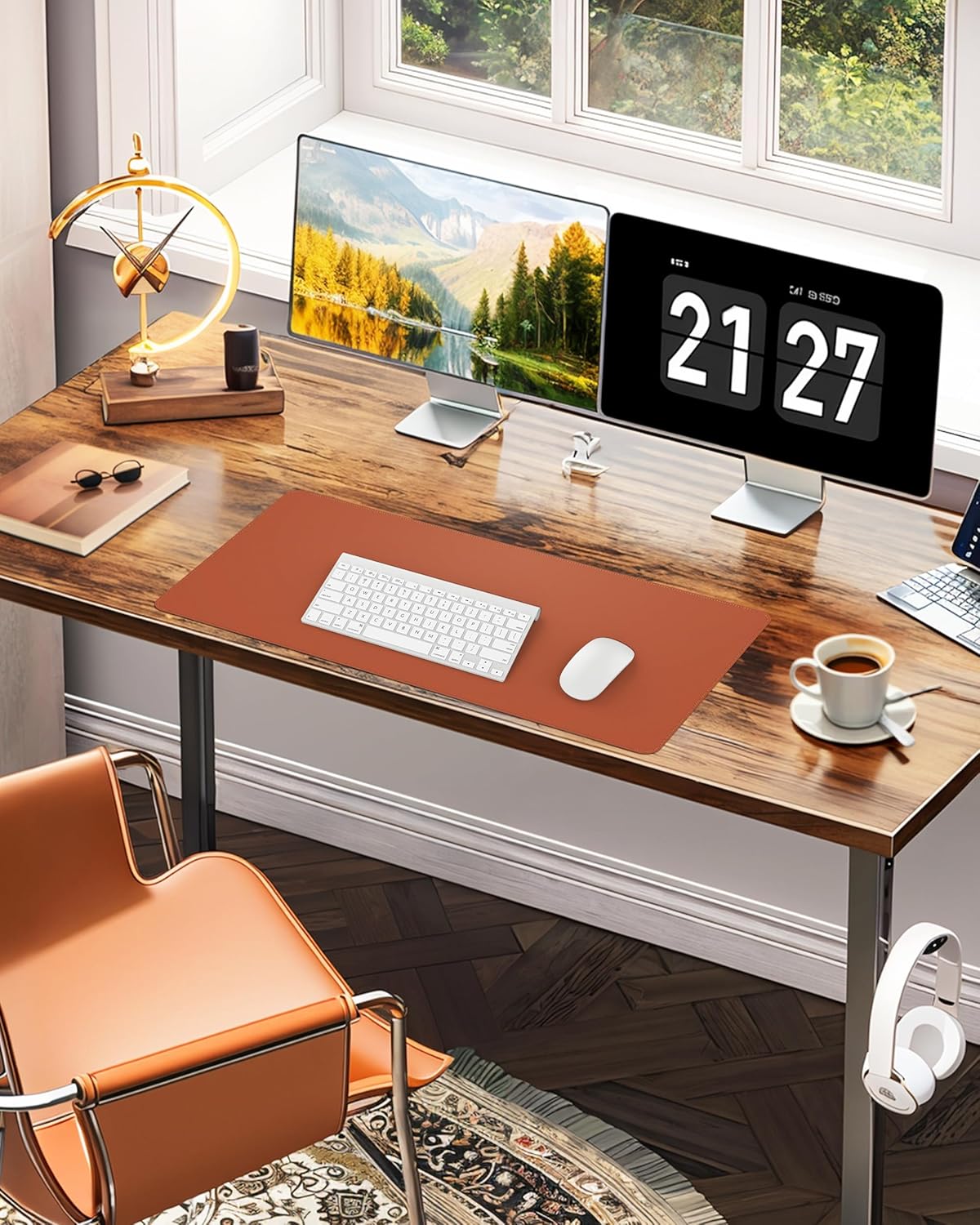 Leather Desk Pad Protector,Office Desk Mat,Large Mouse Pad, Non-Slip PU Leather Desk Blotter,Desk Pad,Waterproof Desk Writing Pad for Office and Home (Black,31.5" x 15.7")