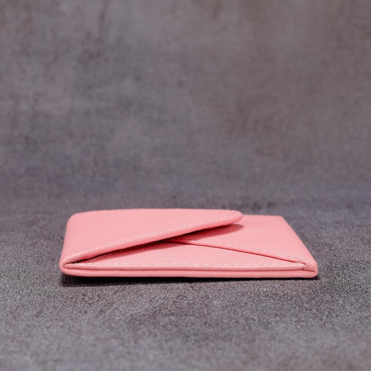 HISCOW Envelope Business Card Case with Magnet Closure - Italian Calfskin (Pink)