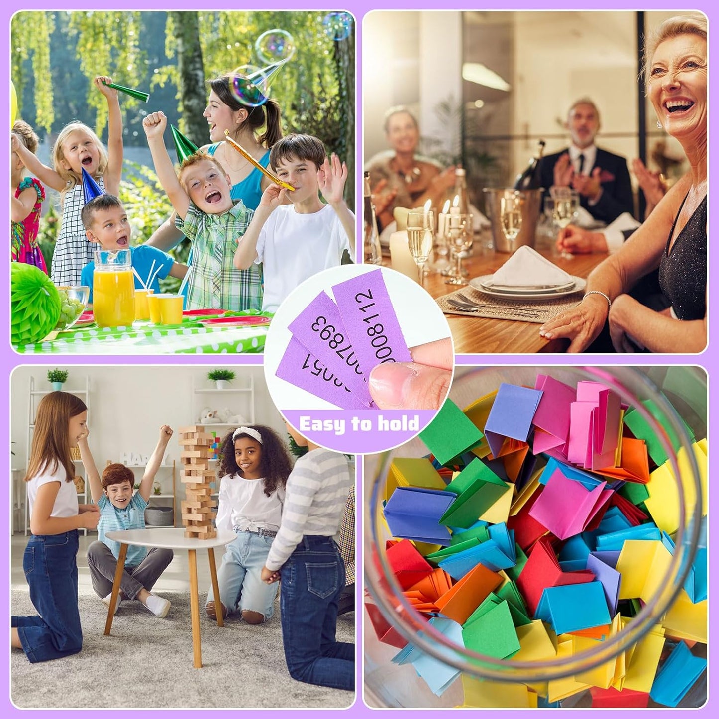 Kosiz 2000 Sheets Raffle Ticket 25 Bid Chinese Auction Tickets Tricky Tray Basket Raffle Sheets for Back to School Class Rewards Carnival Door Prizes Events(Purple)