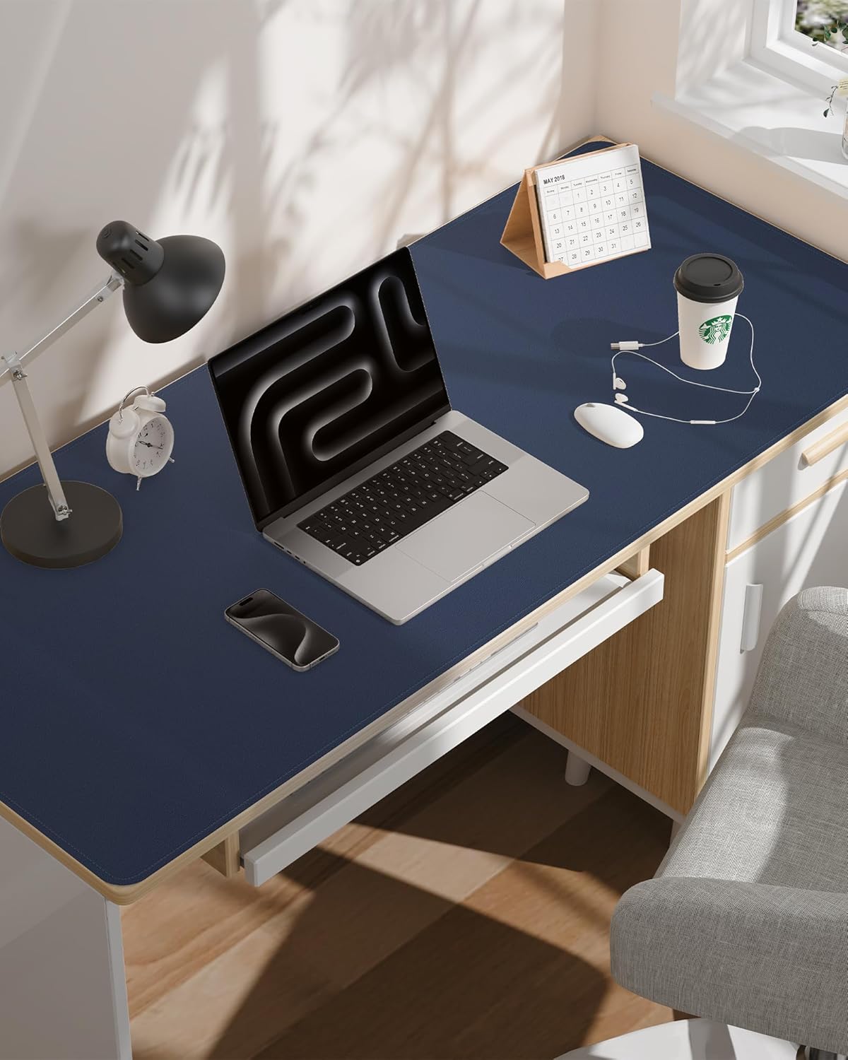 Extra Large Desk Mat - 63"x 17" Non-Slip Desk Pad for Office and Home - Ideal for Large Mouse Pad and Desk Mats on Top of Desks(Midnight Blue)