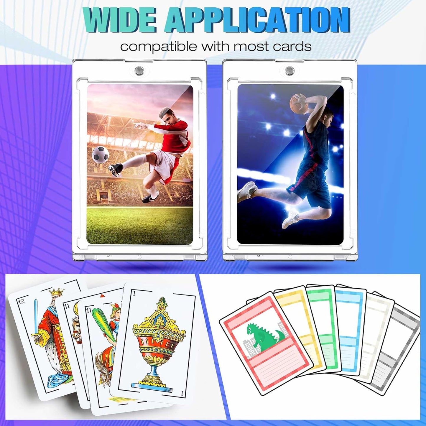 SATINIOR 100 Pcs 100 Pt Magnetic Card Holder, Holder Case Clear Protectors for Thick Baseball Football Hockey Cards