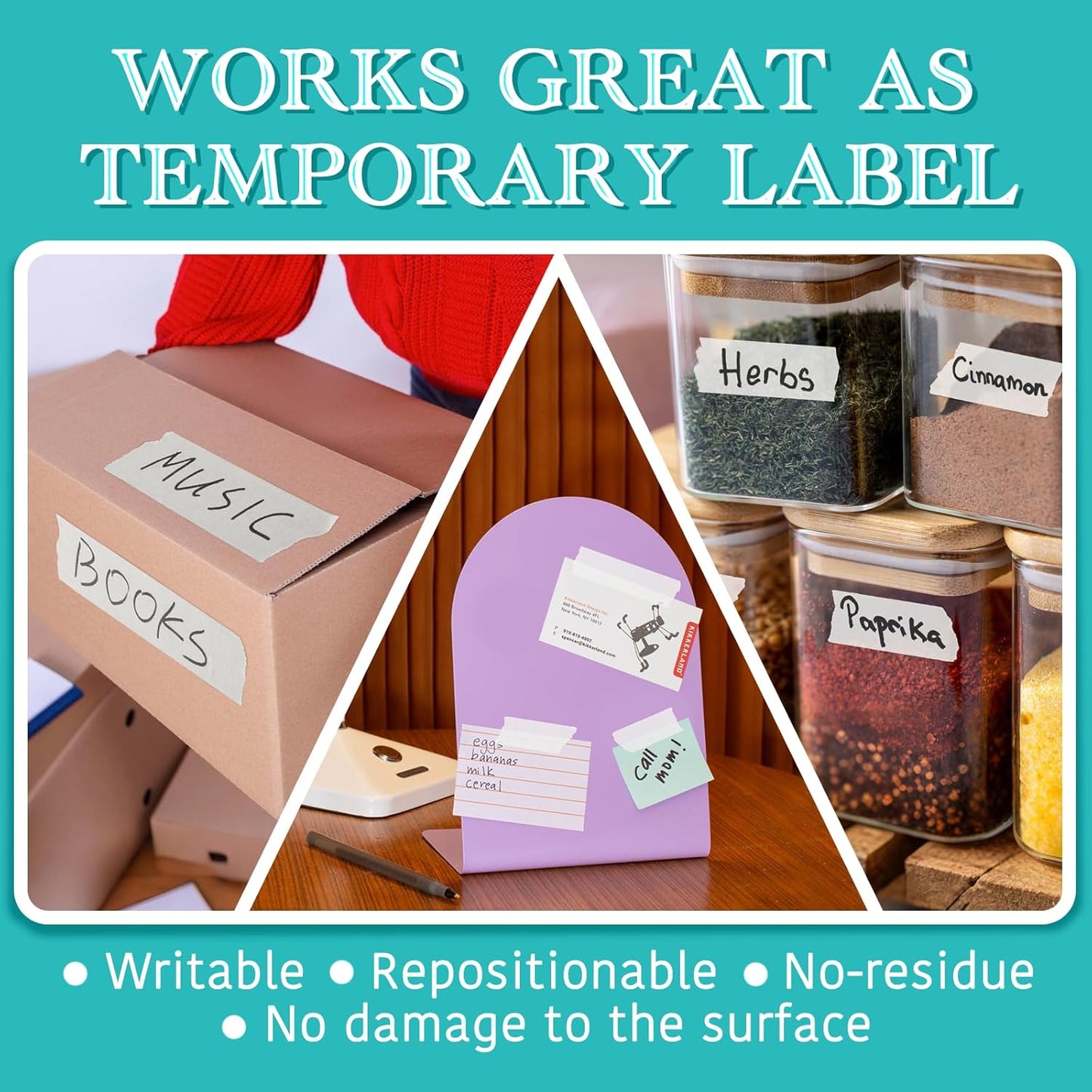 GEYYANG White Masking Tape Bulk 10 Pack, 2 inch White Painters Tape for Painting, Crafts, Home & Office, Multi-Surface Adhesive Artist Tape (1.88inch x 55yards x 10 Rolls)