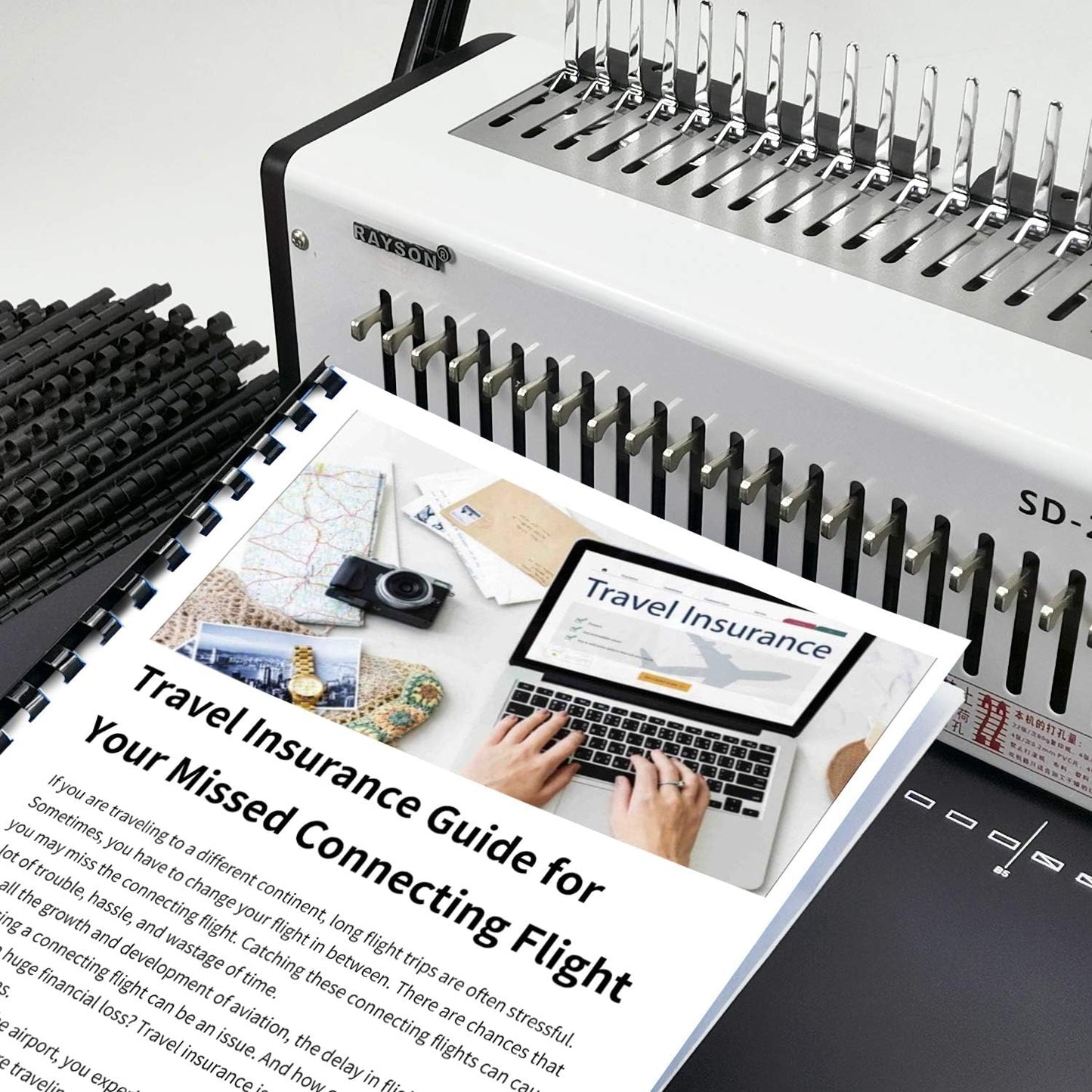 Rayson CR196M-100 Plastic Binding Combs 1/4in. 19-Ring, 20-Sheet Capacity, Colorful Comb Binding Spines, Max. Binding Letter Size Paper, Box of 100