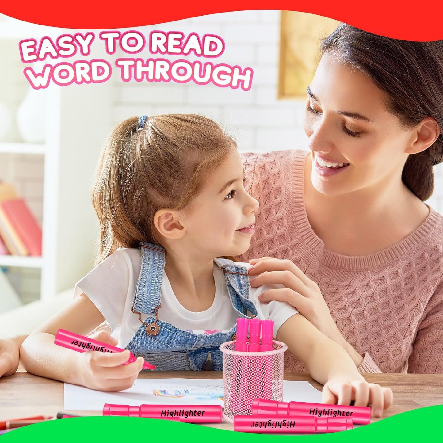 Qilery 24 Pack Tank Style Highlighters Chisel Tip Highlighters Bulk Colored Markers for Adult Coloring, Home Office Supplie(Pink)