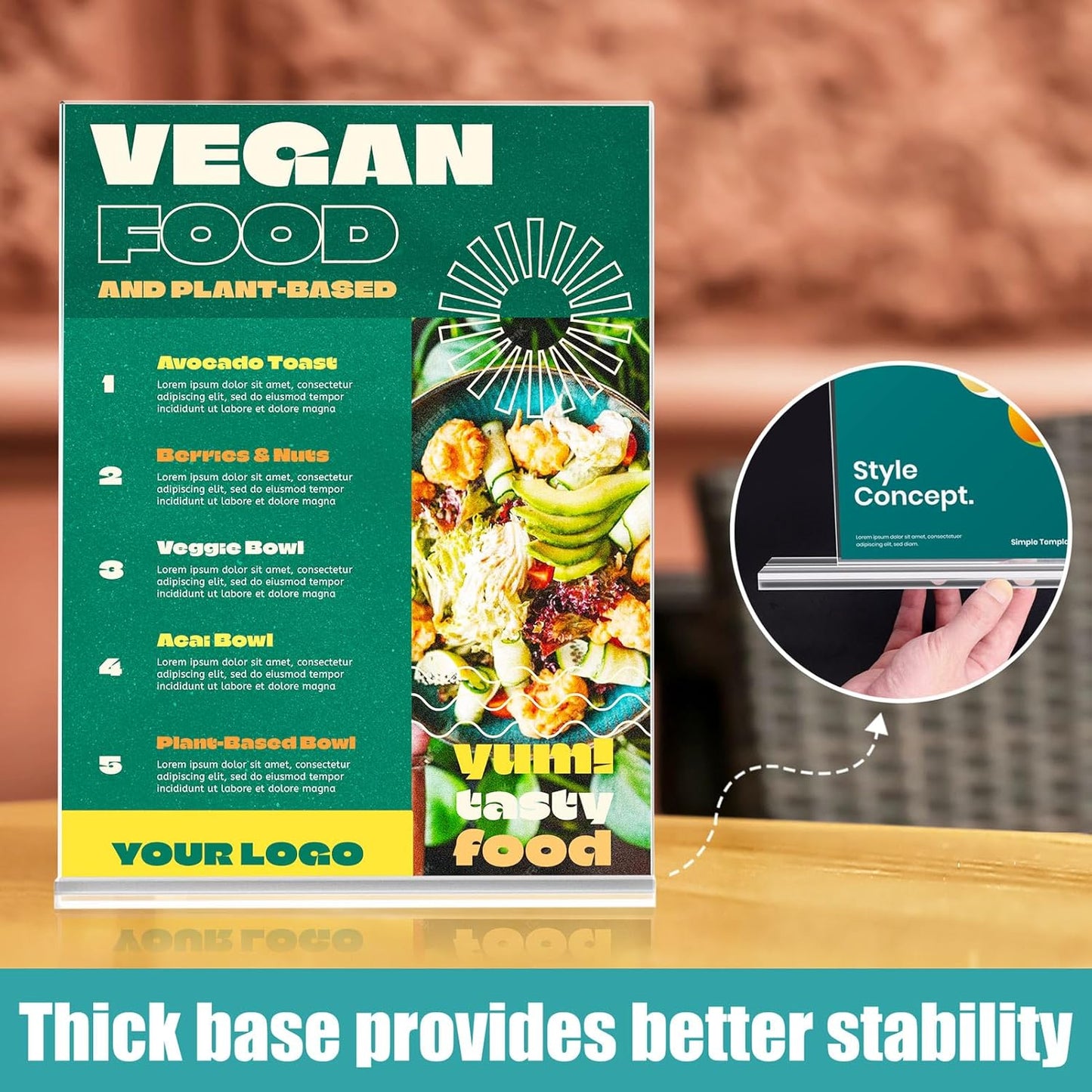 Relx 18 Pack Acrylic Sign Holder 8.5 x 11, Vertical T Shape Plastic Sign Holder with Base, Double-Sided Clear Tabletop Plexiglass Flyer Stands for Restaurant Office Store Home Picture Frame Display