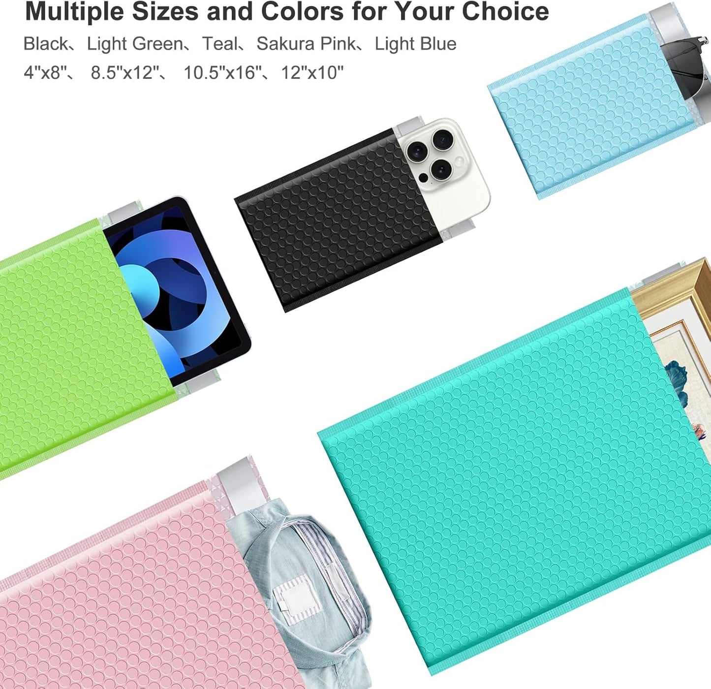 10.5x16 Poly Bubble Mailers #5 Padded Envelopes, 25Pcs Self Seal Mailing Envelopes Bubble Padded Mailers (Teal)