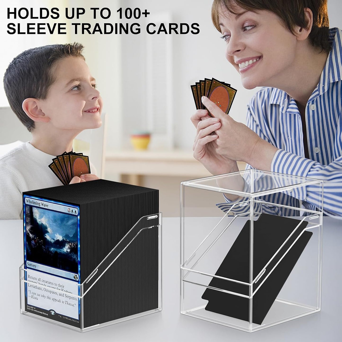Mlikero Card Deck Cases, 6 Pack Acrylic Commander Deck Box Holding 100+ Sleeved Cards with 6 Dividers, Clear Card Storage Box Fit for MTG, TCG, Sports Cards