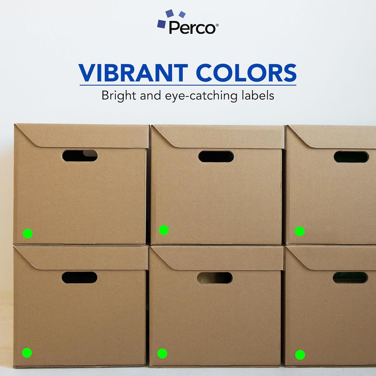 Perco Fluorescent Green 1-Inch Round Circle Dot Sticker Labels - Multi-Roll Pack (3 Rolls, 1,000 Labels Each) - Permanent Adhesive, Vibrant Colors, Strong Hold - Perforated for Easy Use - Made in USA