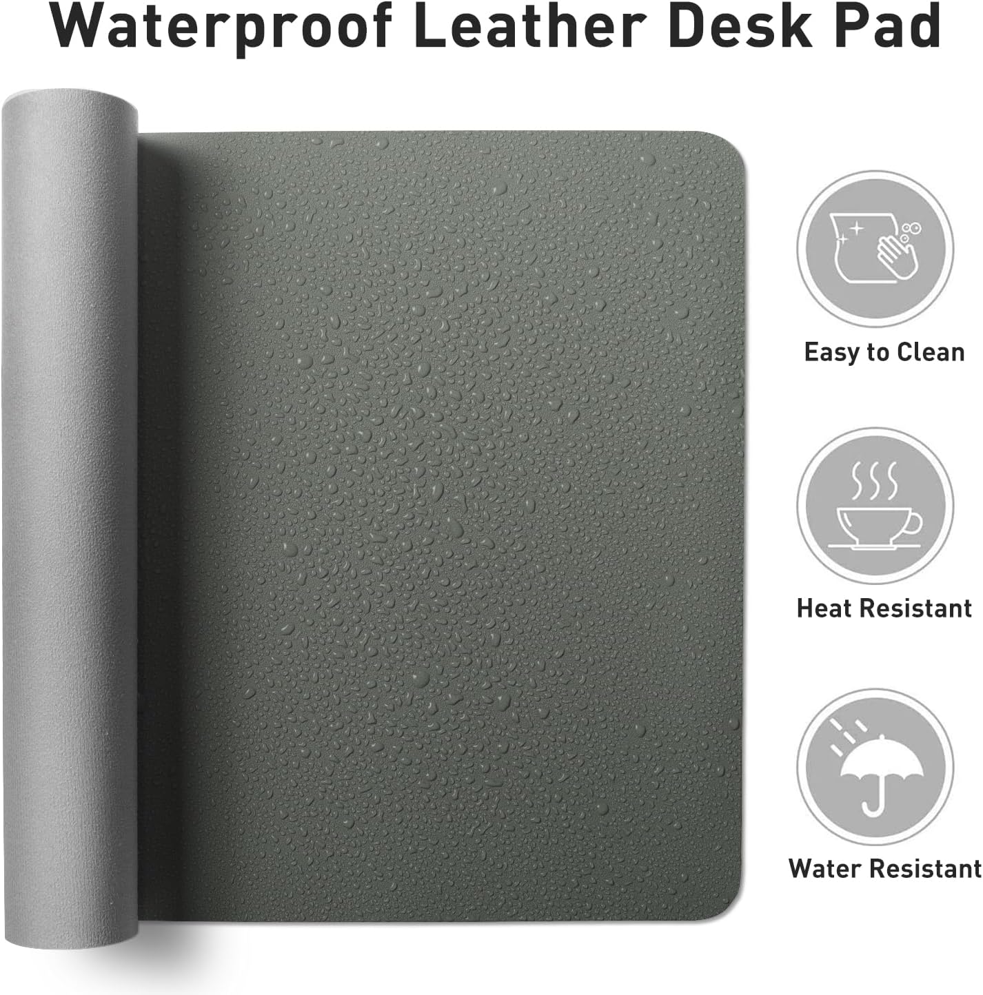Aothia Leather Desk Pad Protector, Office Desk Mat, Large Mouse Pad, Non-Slip PU Leather Desk Blotter, Laptop Desk Pad, Waterproof Desk Writing Pad for Office and Home (Jungle Green, 31.5" x 15.7")