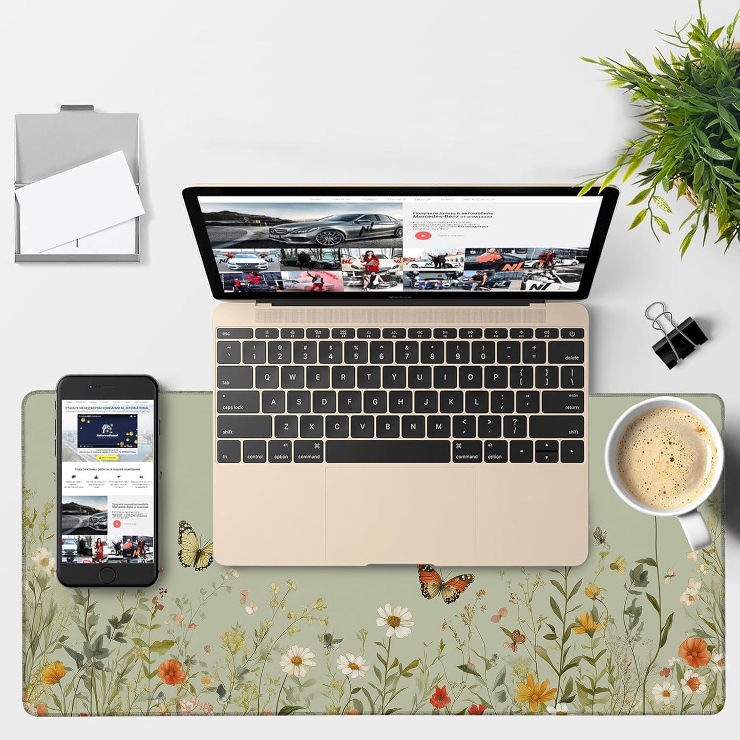 Large Mouse Pad Wildflowers Gaming Desk Pad Computer Keyboard Non-Slip Waterproof Mouse Mat with Rubber Base and Stitched Edges Entertainment Office Writing Desk Mat 35.4 x 15.7 Inches