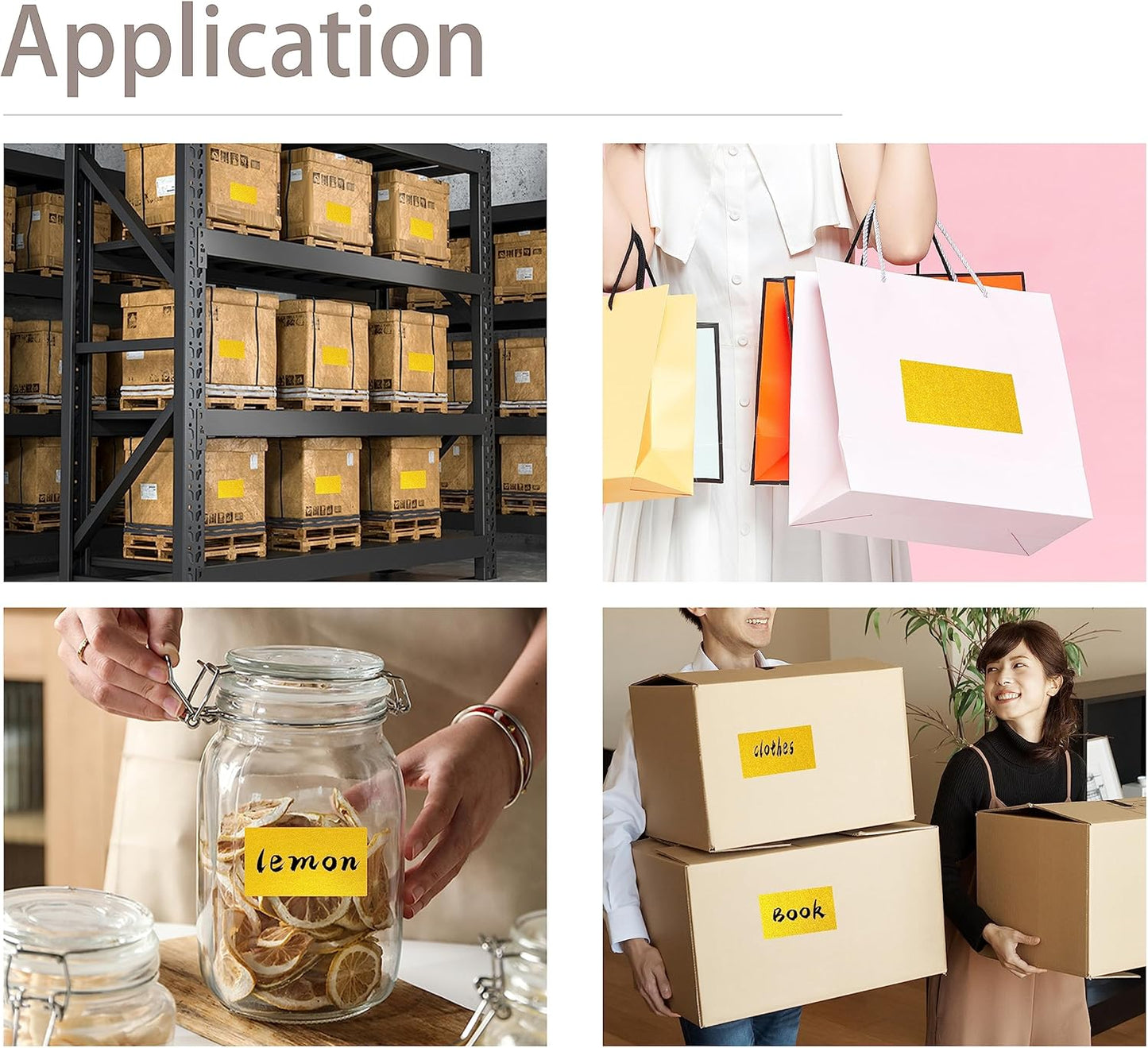 PARLAIM 3 X 5 Inch Rectangle Adhesive Color Coding Stickers,Square Colorful Inventory Stickers -250 Per Dispenser Box(Gold)