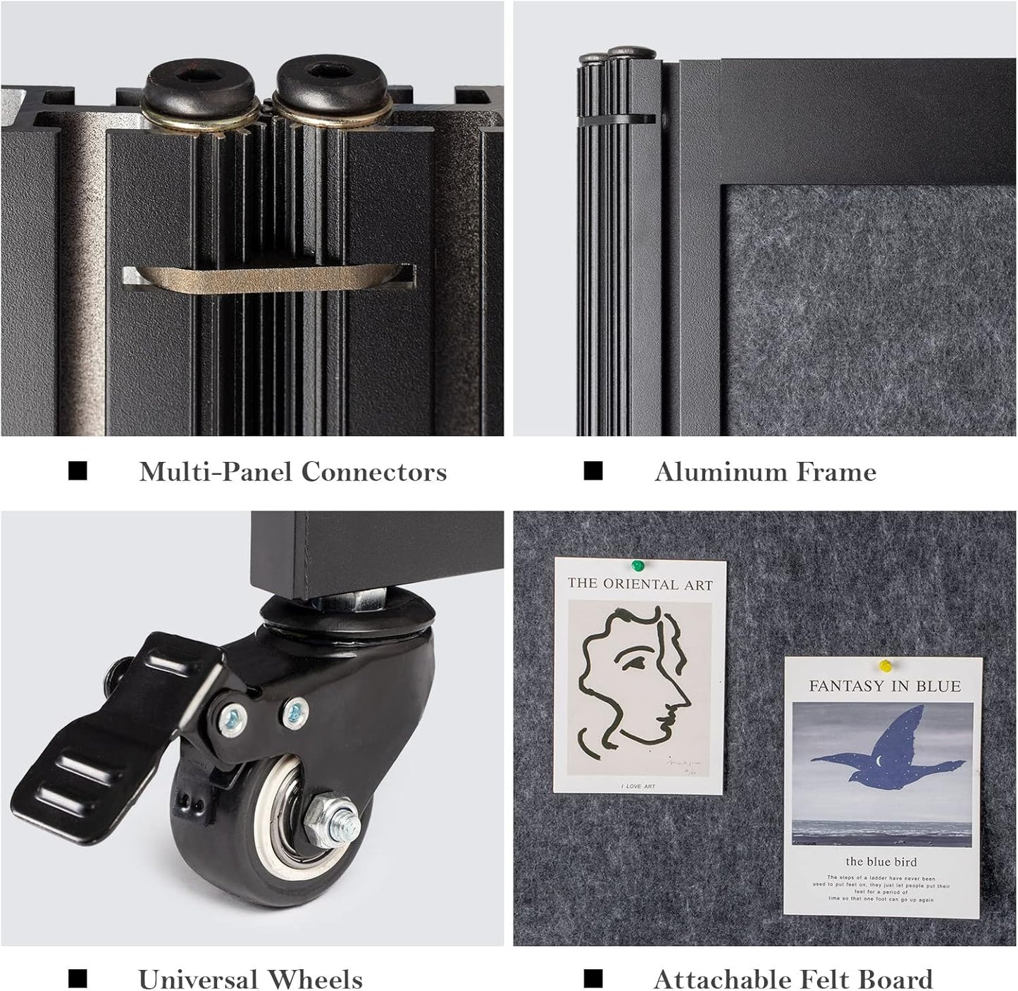 Room Partition,Office Divider,Portable Commercial Screen Dividers,Privacy Partition Separator,Classroom School Dividers,6'4"W x 6'7"H,3 Panel,Grey