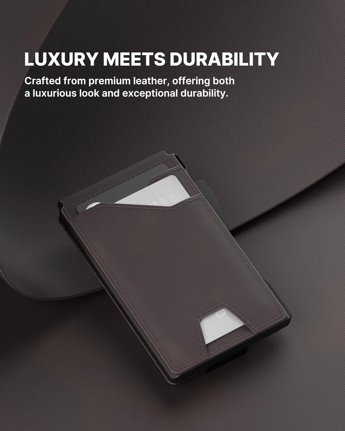 typecase Tactical Wallet for Men Card Holder: Pop Up Card Case, Genuine Leather, Smart, RFID Blocking, Slim, Minimalist, Thin, Front Pocket - 13 Card Capacitiy, ID Window, Money Clip (Dark Brown)