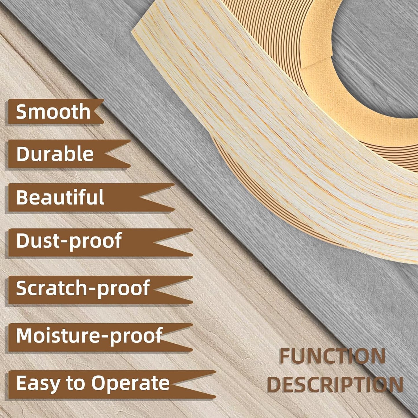 GSCIT Club Oak Edge Banding, 5/8 inch x 250ft roll of Veneer Plywood Edge Banding Preglued Flexible, Wood Tape Banding for Cabinet Repair