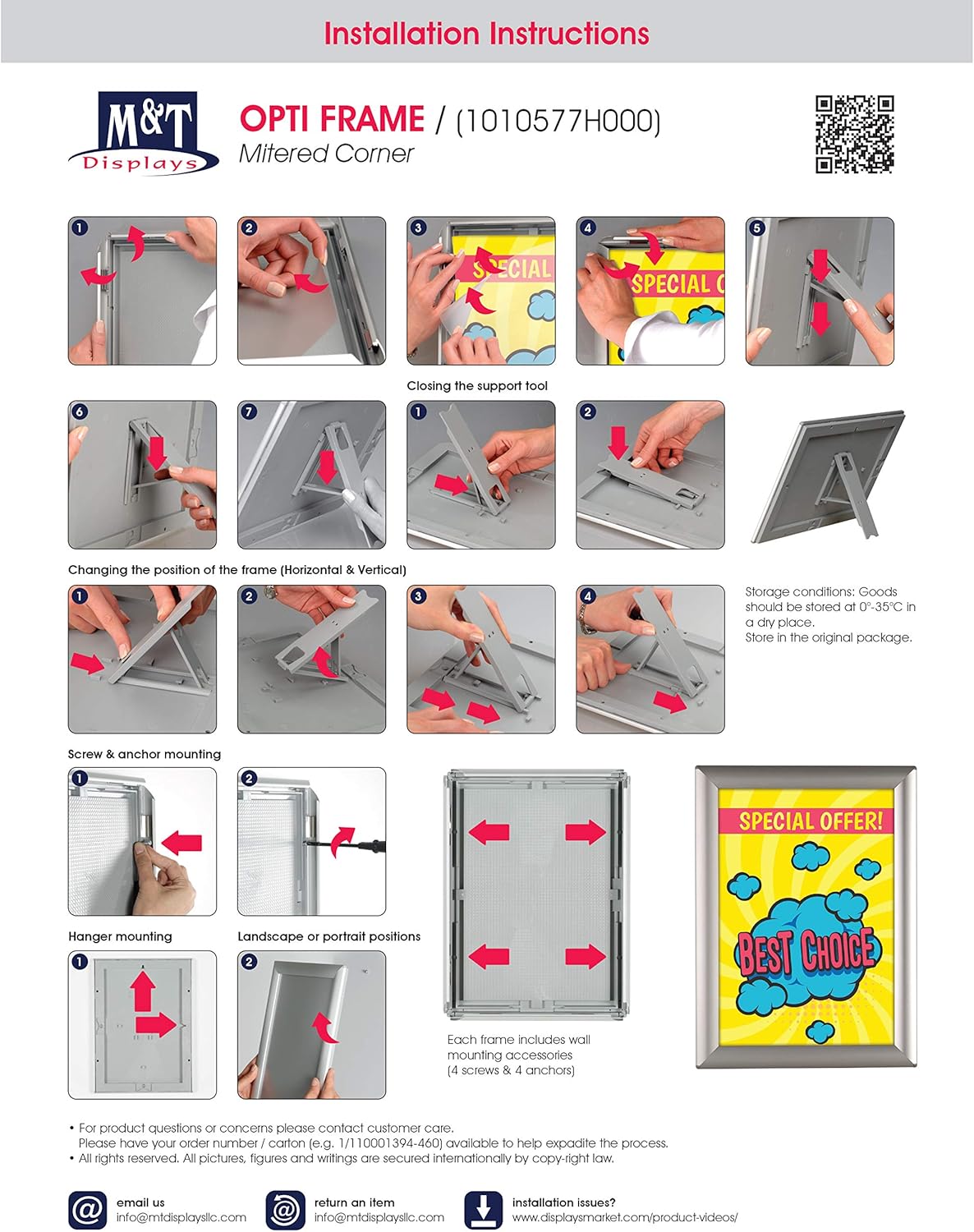 M&T Displays Opti Snap Poster Frame 8.5x11 Inch with Back Support Wood Effect Color 1" Aluminum Profile, Front Loading, Wall Mounting, Photo, Picture, Document, Sign Holder