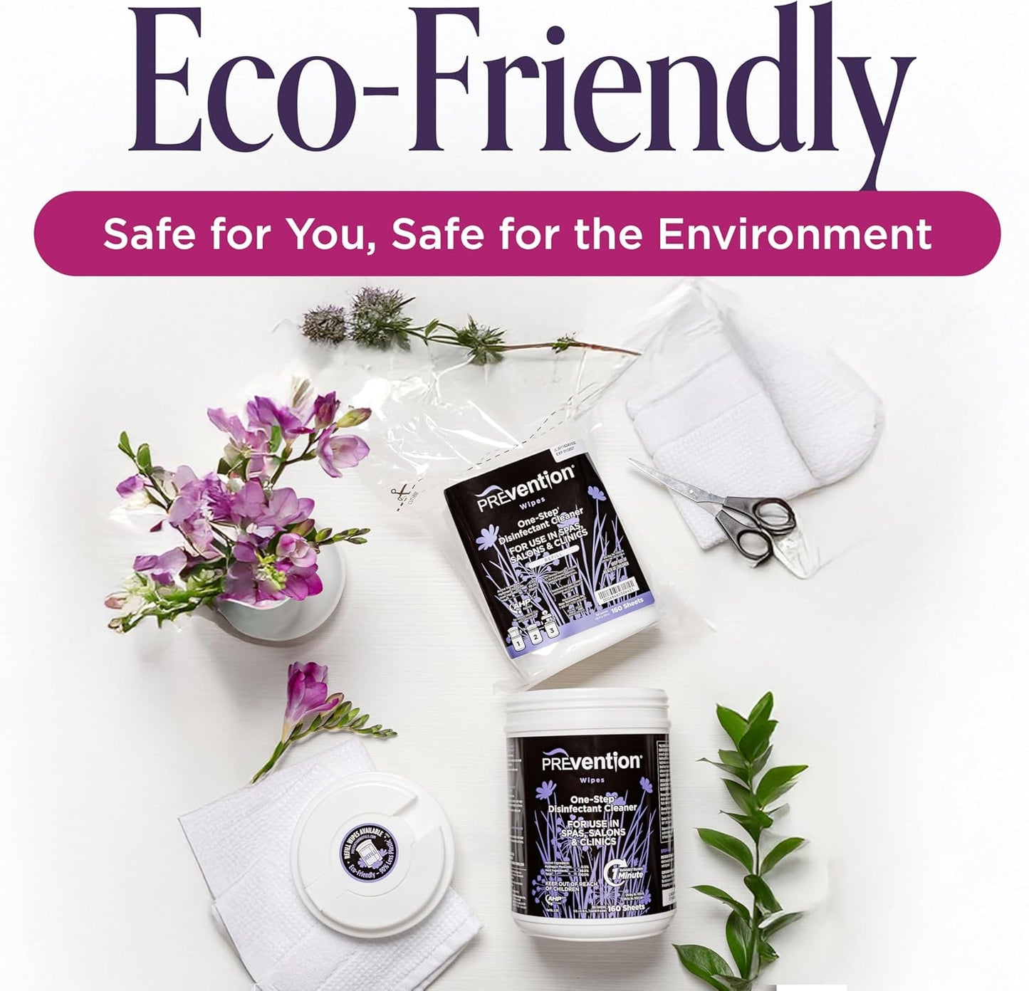 Prevention All Purpose Disinfectant Wipes – Canister of Cleaning Wipes for Salons, Spas, Wellness Centers and Yoga Studios – Hospital Grade Surface Sanitizing – 160 Count