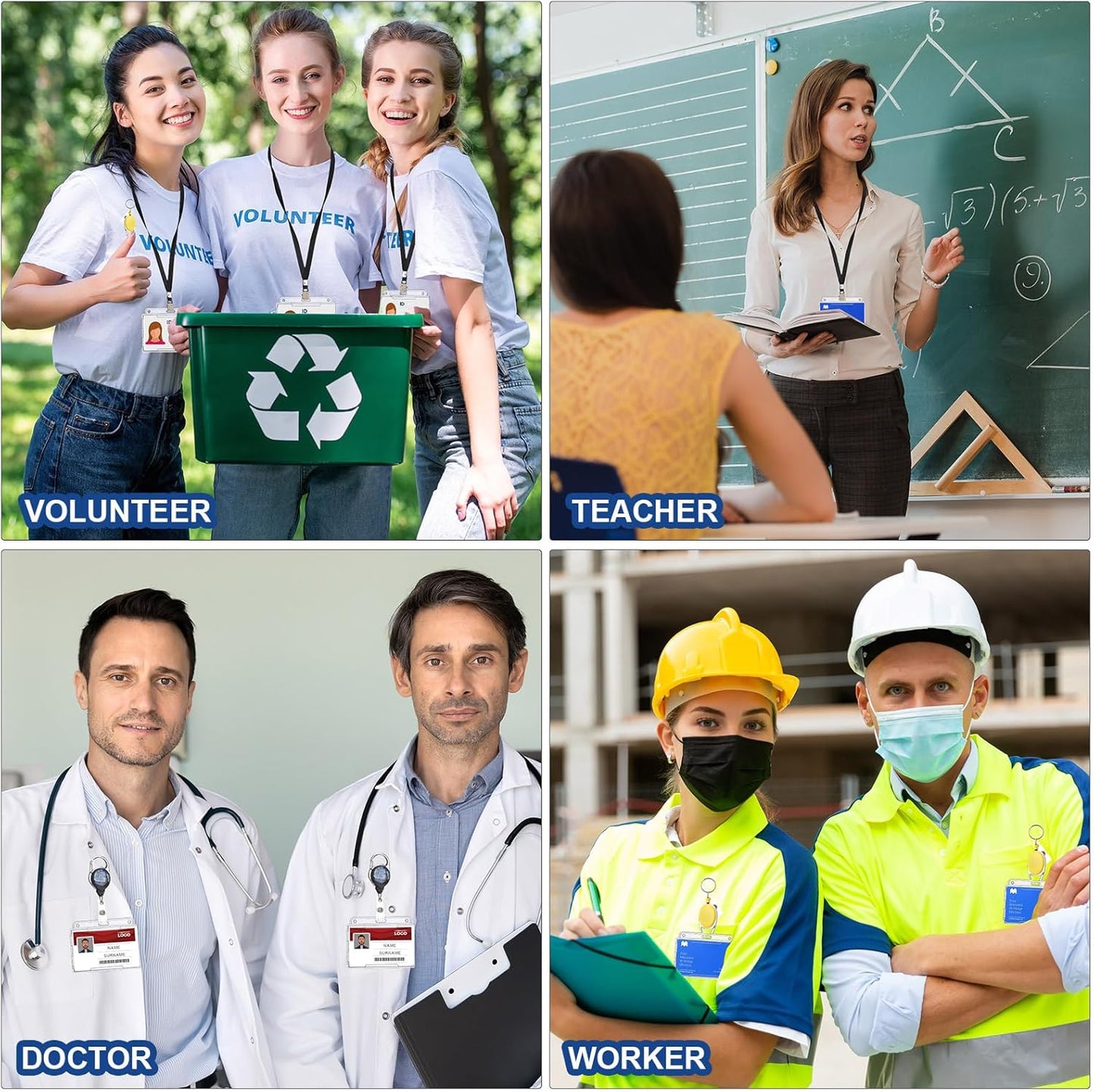 Marspark 25 Pcs 2 ID Badge Holder Heavy Duty Plastic ID Card Holder Transparent Protector Clear Badge Protector Cover Sleeve Protective Cover with Thumb Slot for Credit Card(Horizontal)