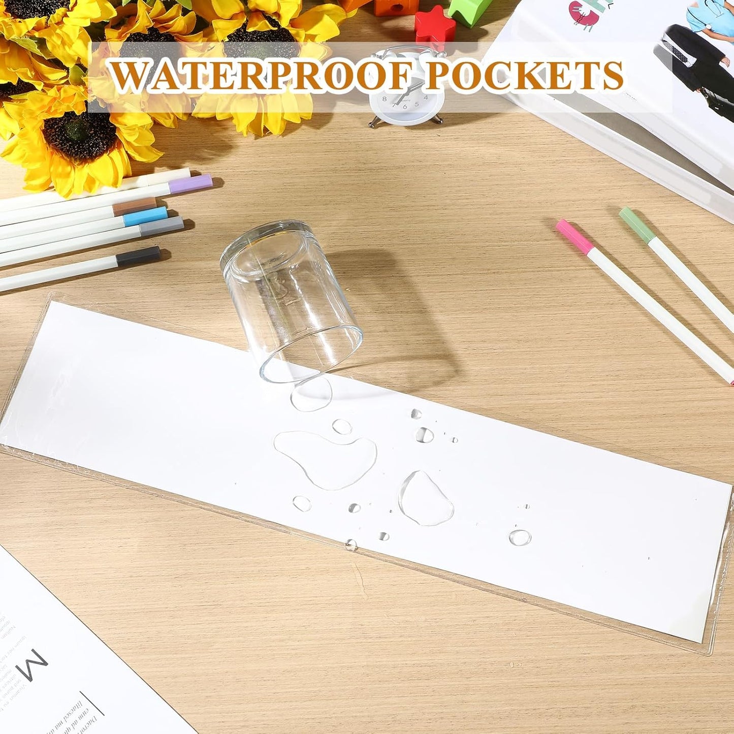 Jeyiour 50 Pcs Label Holders Adhesive Nameplate Pockets Storage Bin Labels Index Card Holder Shelf Plastic Peel Stick for Classroom Supermarket Bookshelf Library Student Box Drawer (4.3 x 18.5 Inch)