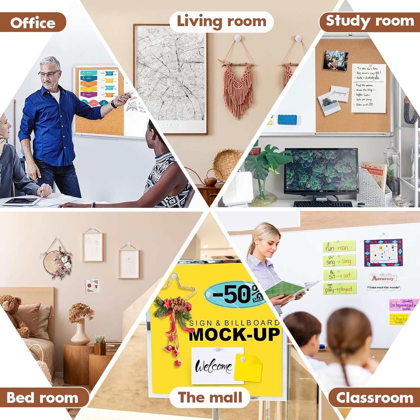 15 Pieces of Silver Tacks, Metal Tacks for Wall, Metal Push Pins, Picture Hanging, Push Pins for Wall Bulletin Board Decorative