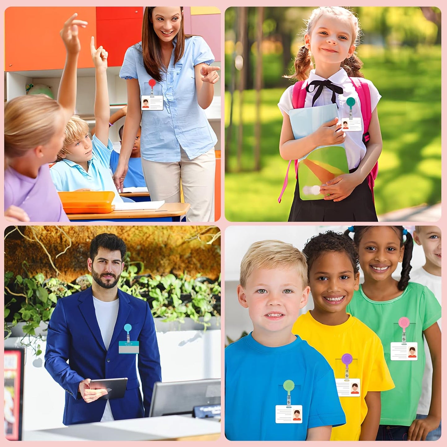 JANYUN 10 Pcs Retractable Badge Reel, Mixed Solid Color ID Badge Holder Retractable Clip for Nurse Doctor Teachers Students Office Workers Hanging ID Card Name Key Chain