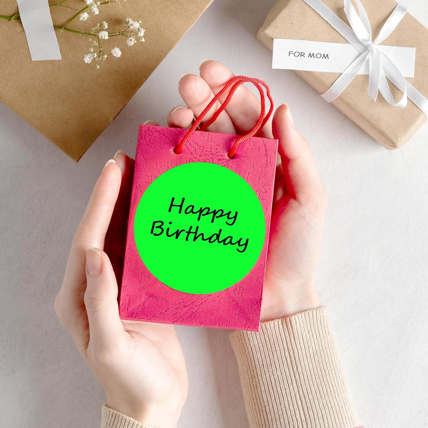 PARLAIM 3" Diameter Round Fluorescent Green Color Coding Sticker, 4 Rolls 2000PCS Circle Dot Label,Permanent for Inventory Box Labeling