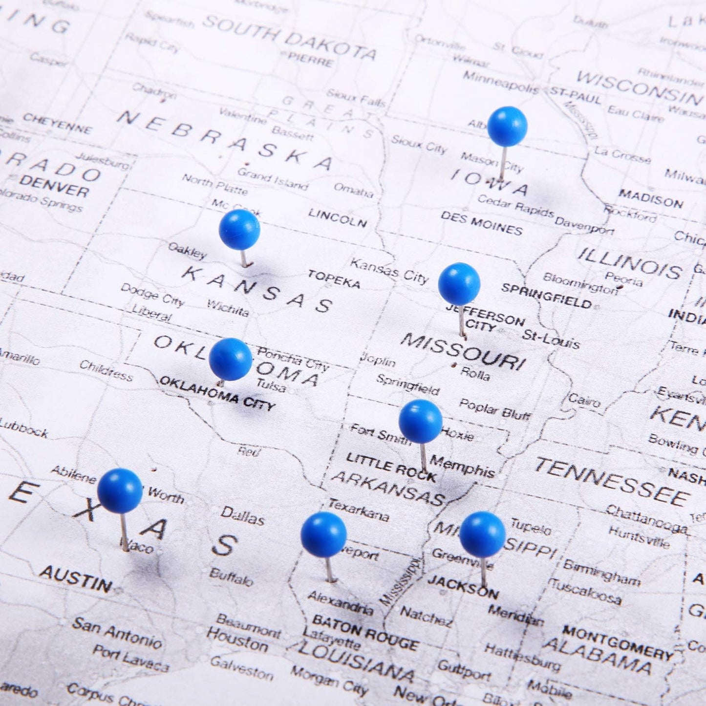 Map Tacks Push Pins Small Size 300 Packs (Blue, 1/5 Inch)