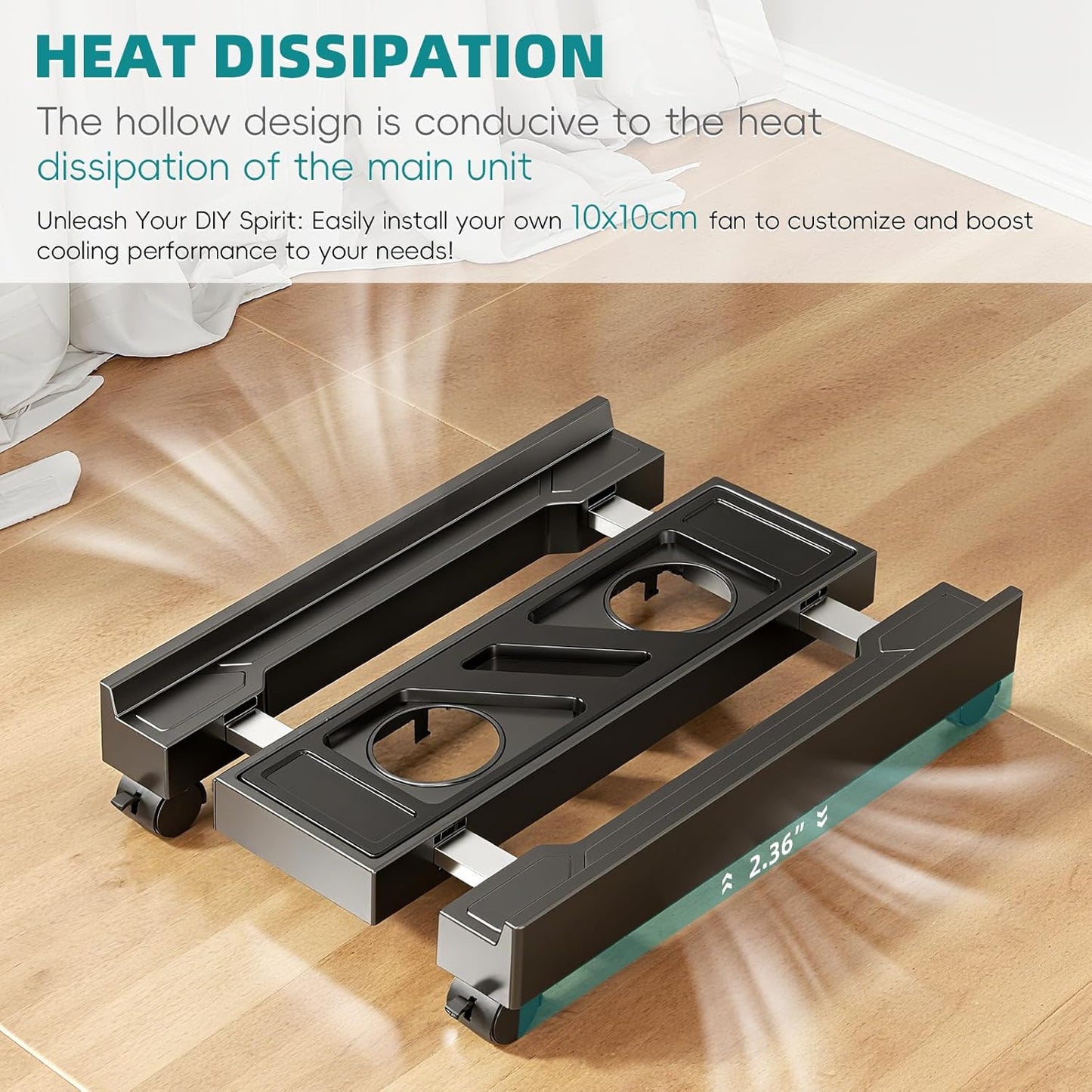 Adjustable Computer Tower Stand, Mobile CPU Stand with 4 Rolling Caster Wheels, Under Desk CPU Holder PC Floor Cart PC Riser for Gamers and Students (Standard Model)