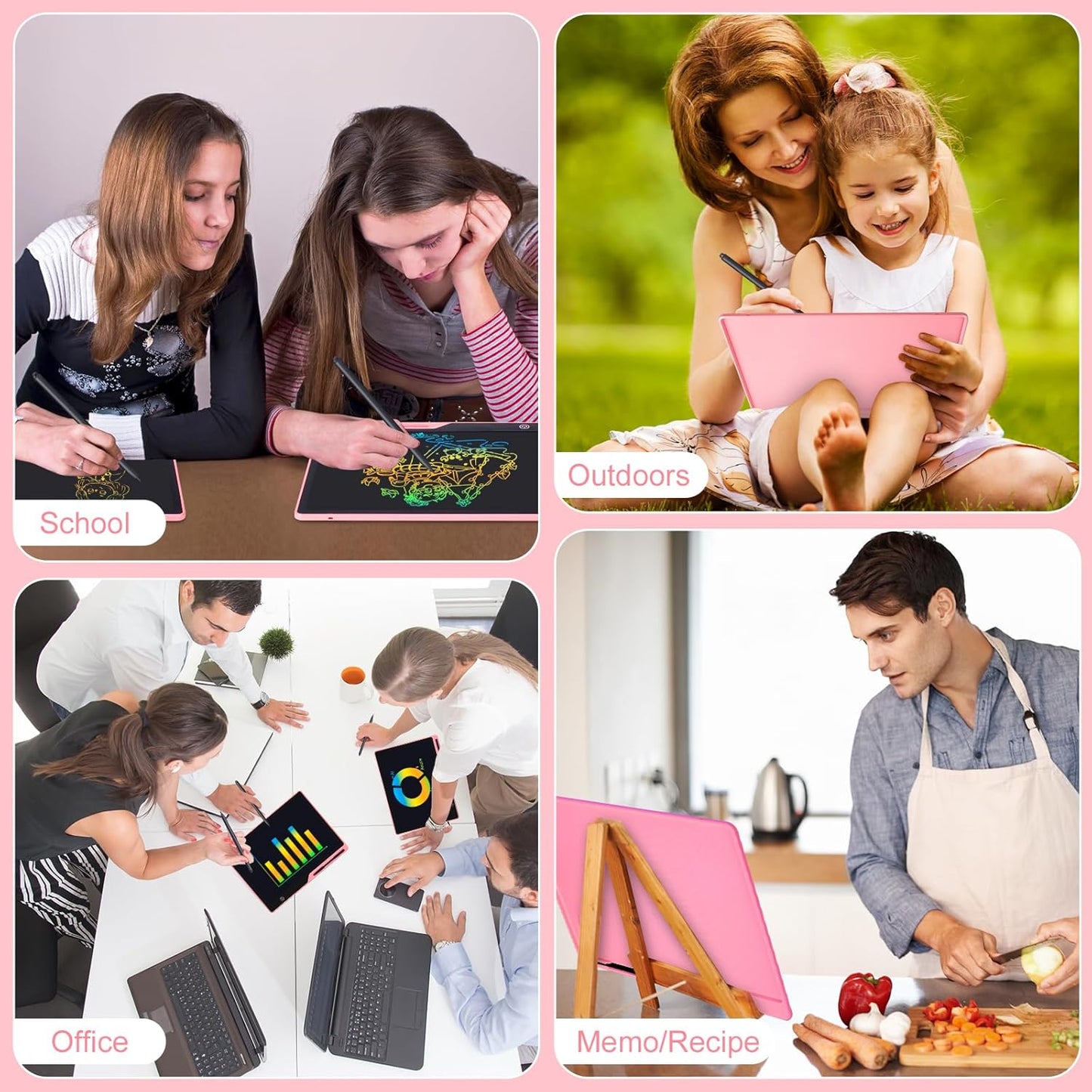 LCD Writing Tablet for Kids, Rechargeable 21 Inch Doodle Board,Easter Basket Stuffers,Preschool Learning Toys Christmas Birthday Gift 3 4 5 6 7 Year Old Girls Boys (Pink)