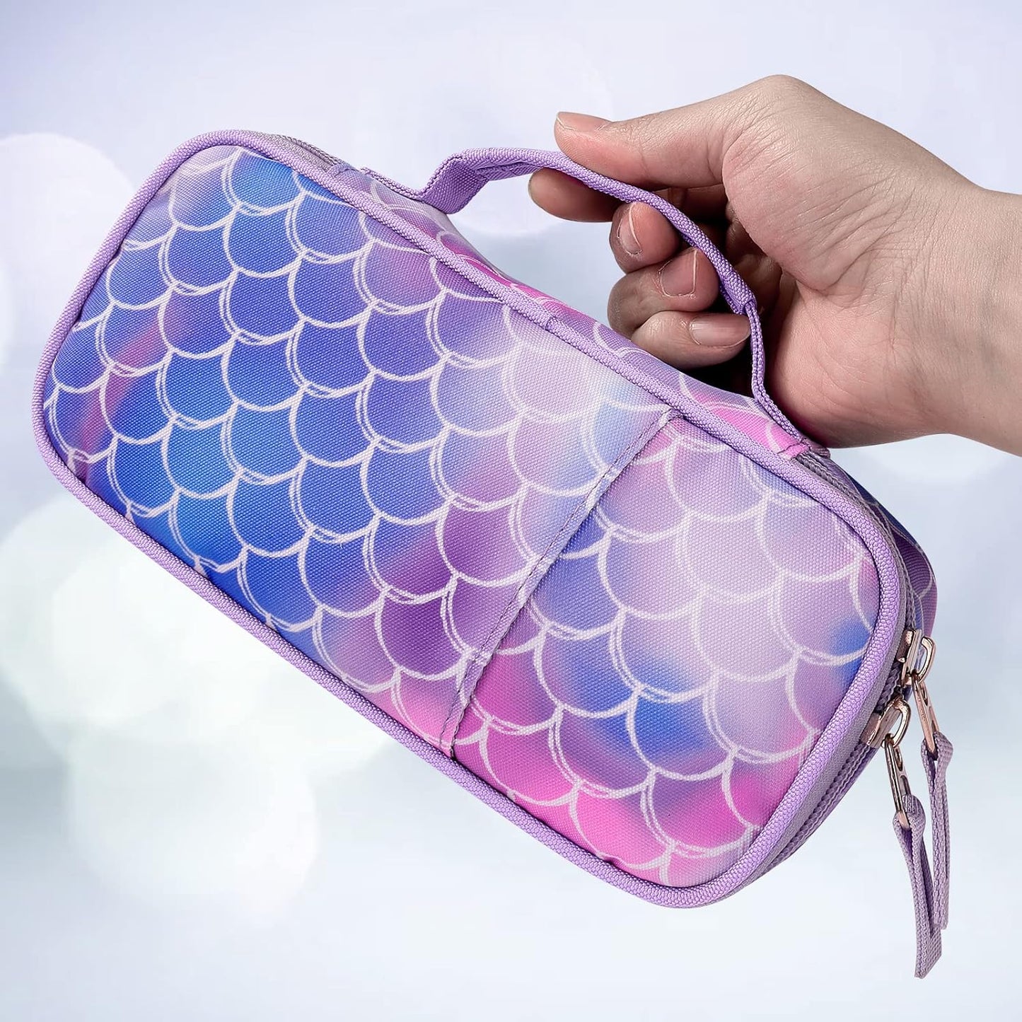 Choco Mocha Mermaid Pencil Case for Girls, Soft Pencil Case Kids Pencils Pouch for Kindergarten Girls,Purple