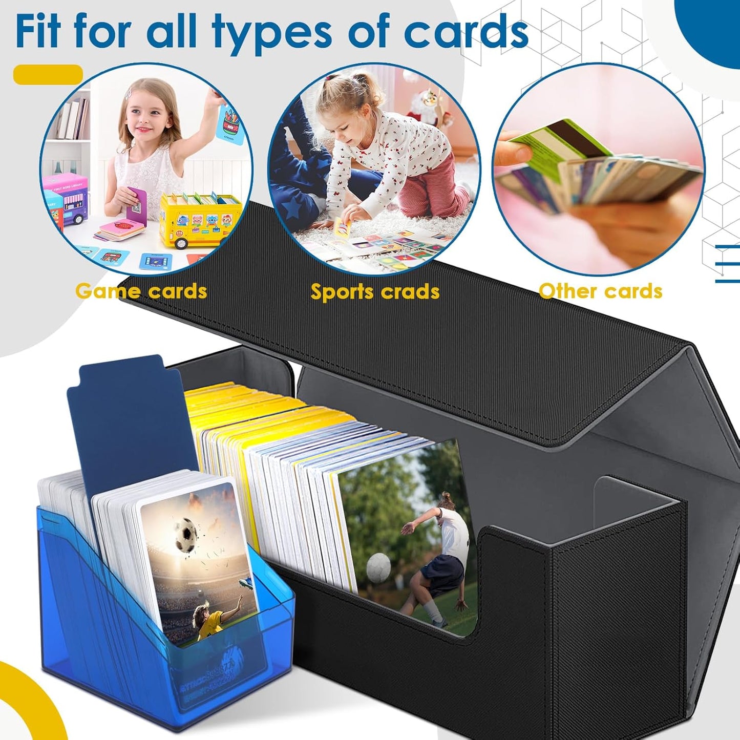 Card Deck Case for Trading Cards, Leather Magnetic Closure Commander Card Storage Box Holding 600+ Sleeved Cards Fit for YuGiOh, MTG and Sport Cards (1000 Card Deck Case)