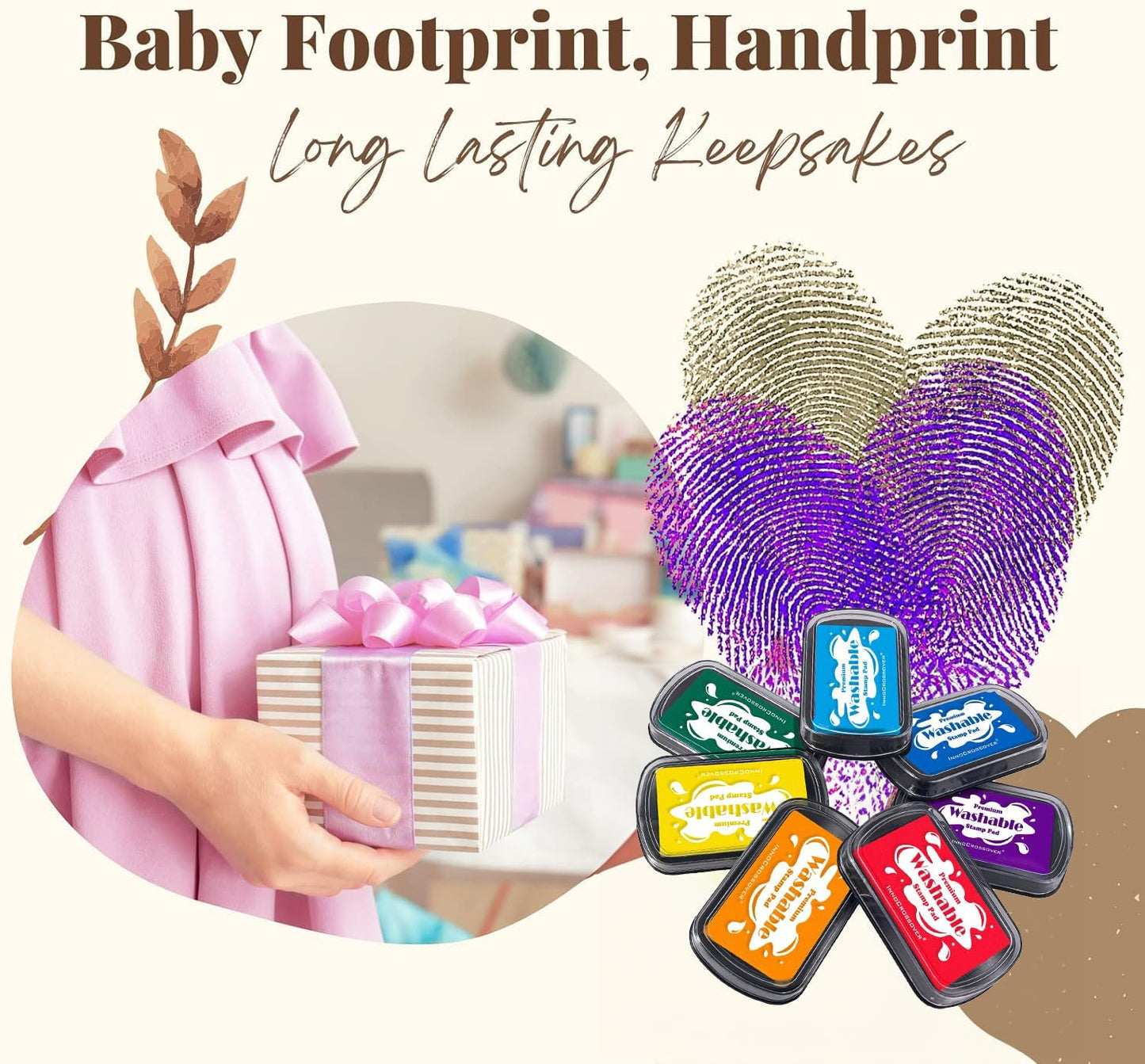 7 Washable Ink Pads for Rubber Stamps, Letter Stamps, Paw Print Stamp Pad For Dogs, Baby Footprint, Fingerprint, Stamp Pads For Kids on Scrapbooking, Card Making Supplies- Large Safe Non-Toxic Ink Pad