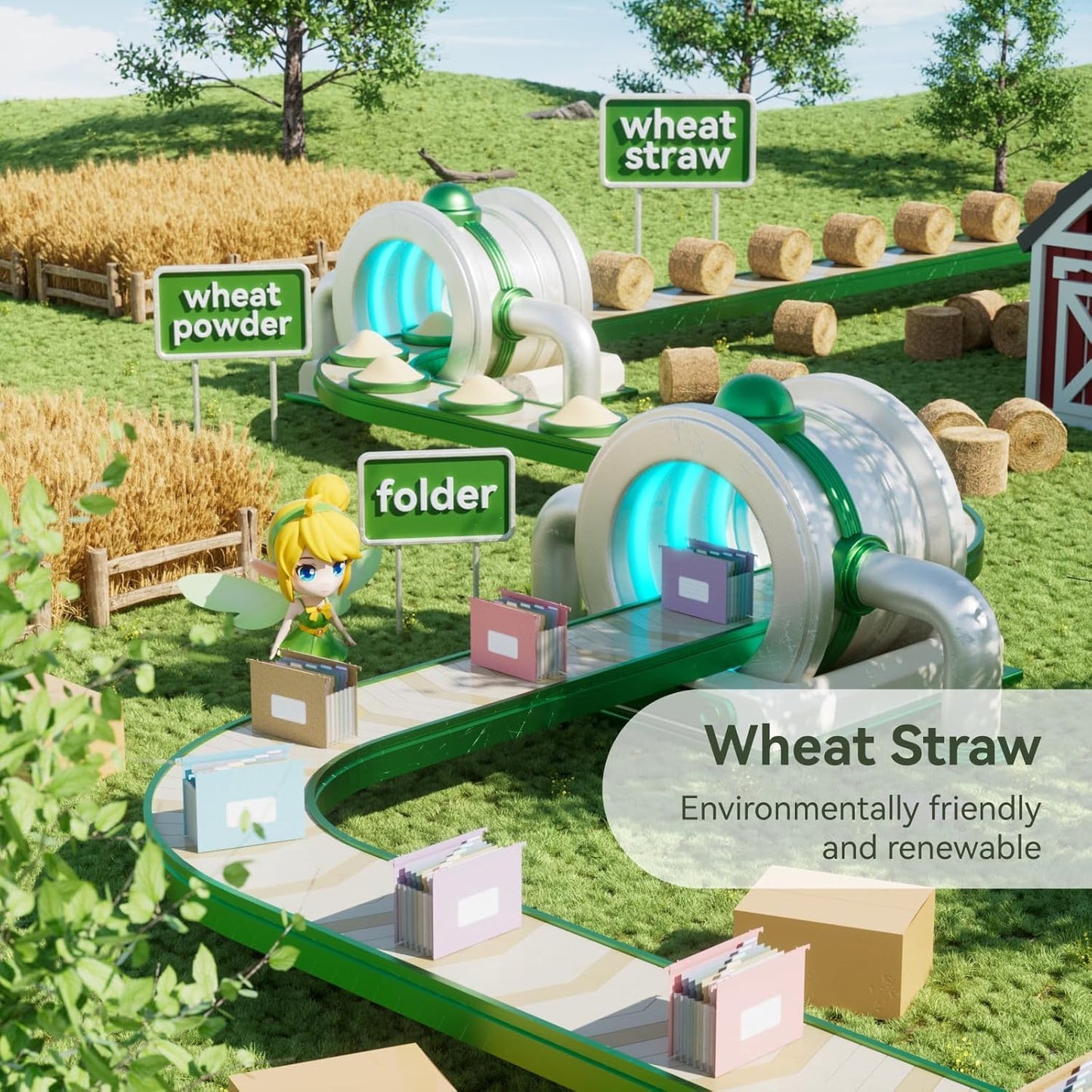 Wheat Straw Expanding Hanging File Folders,1.2" Accordion Pockets File Organizer, Large Capacity,Letter Size for Filing Cabinet,100% BPA Free, Return to Nature, Healthy Living-Strawberry Pink