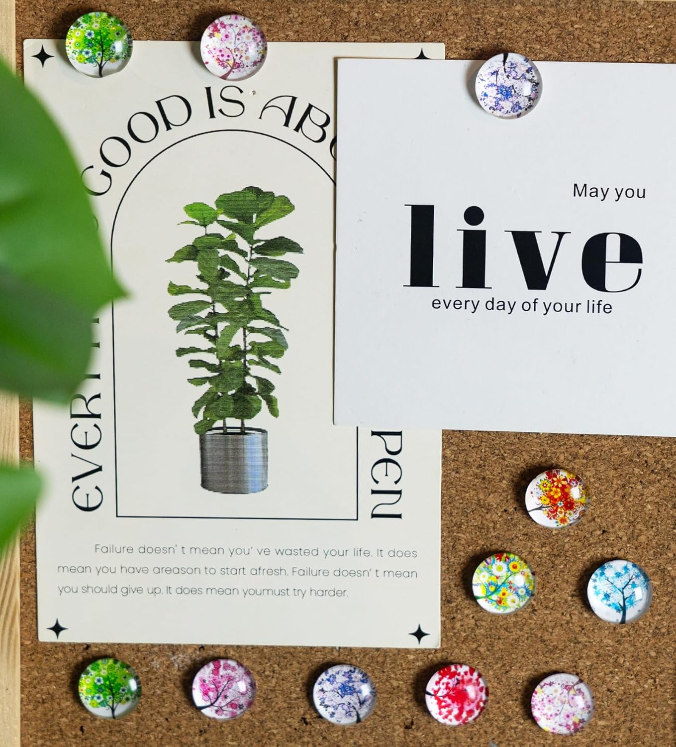 24Pcs Plants Push Pins Decorative Thumb Tacks Cute Office Decor for Cork Board Bulletin Board, Desk Accessories Aesthetic,Classroom,Home Decor(Tree)