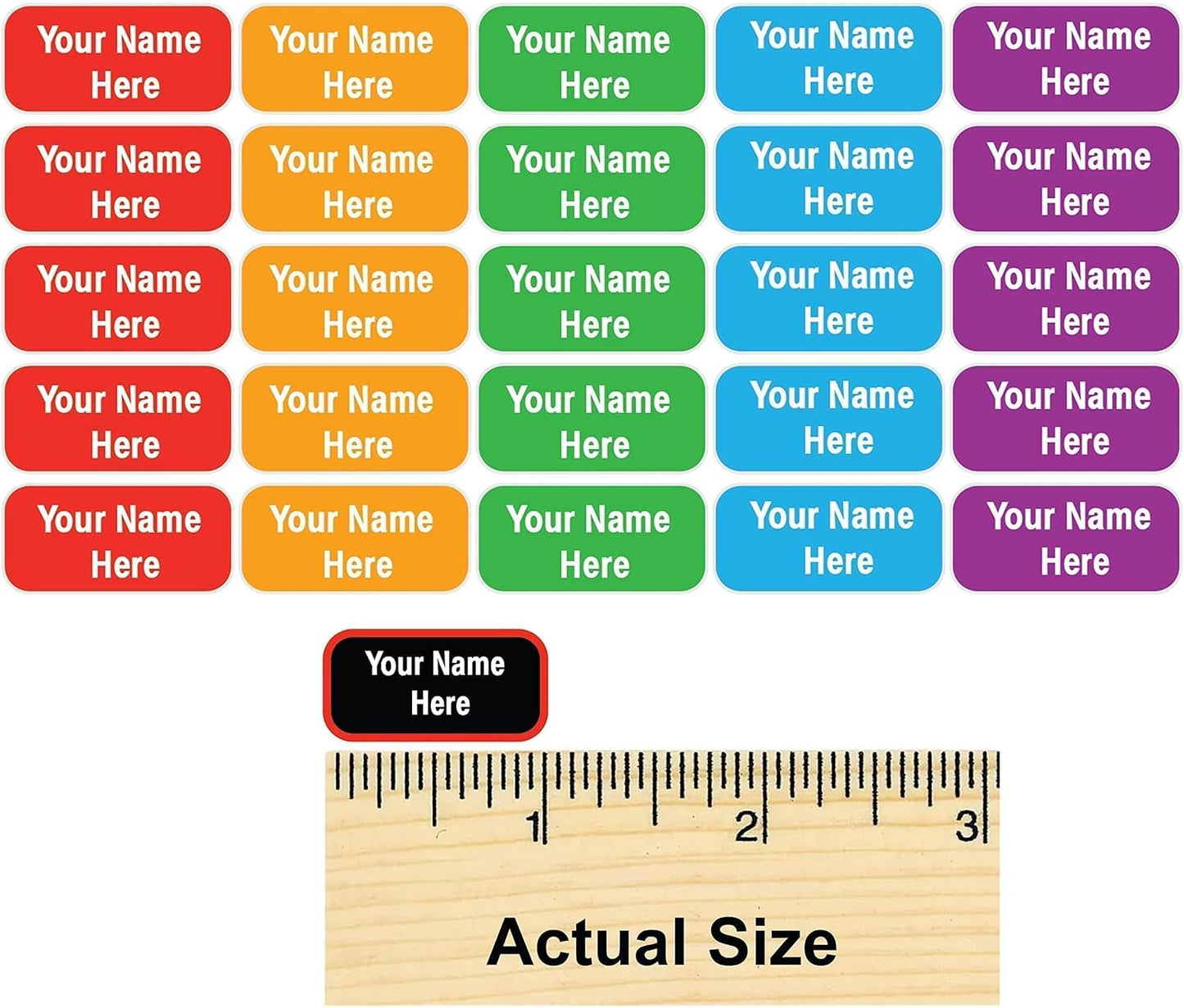 Personalized Waterproof Name Labels Press and Stick Custom Name Stick on Clothing Labels. Customized Up to 3 Lines Great for Camp & Daycare (Summer Breeze)
